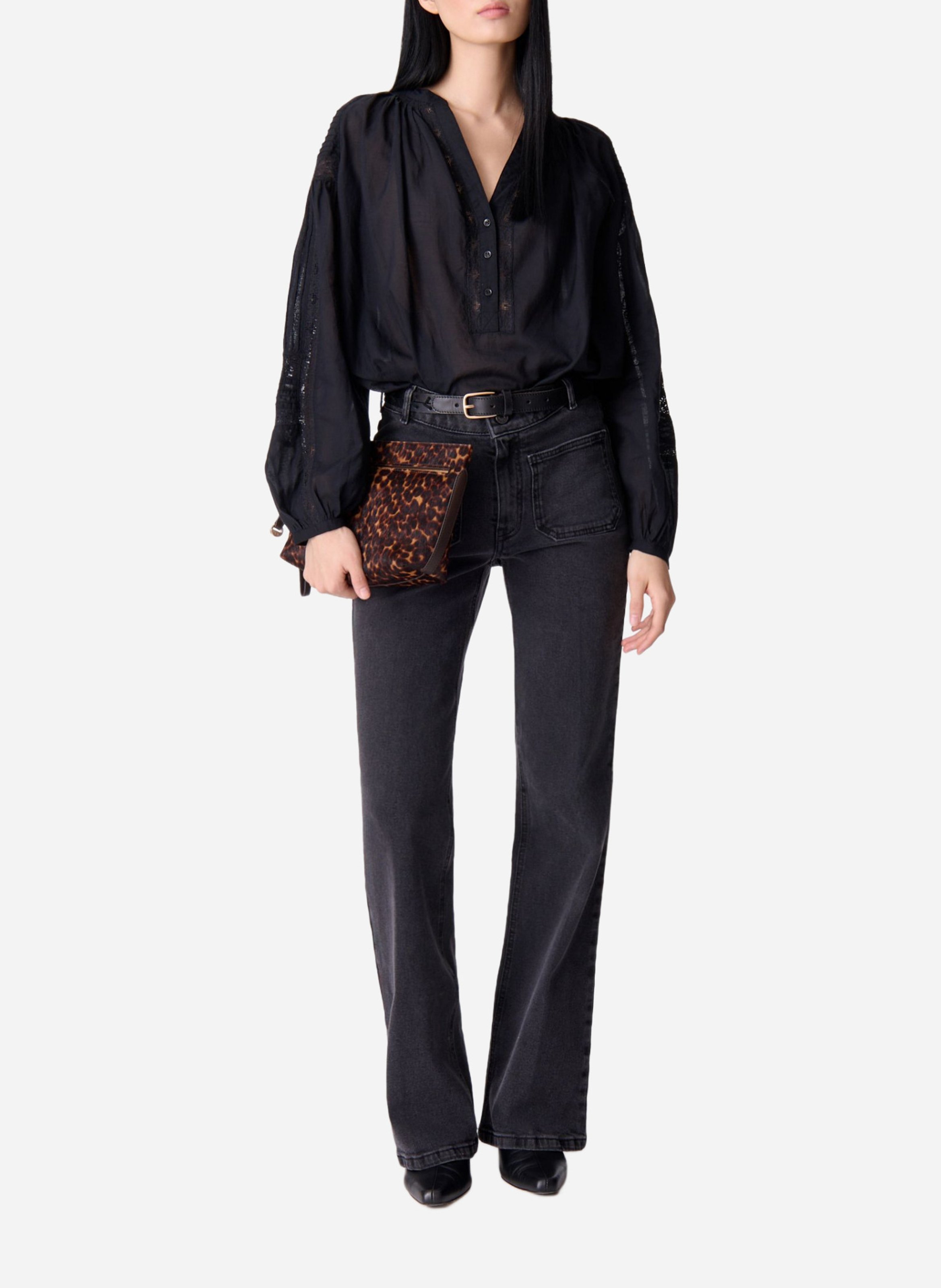 Long-sleeved lace blouse VANESSA BRUNO Black
