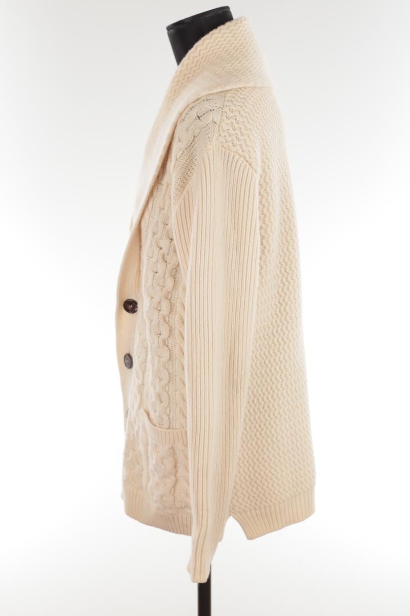 Chip wool cardigan AMI PARIS - Seconde Main Beige