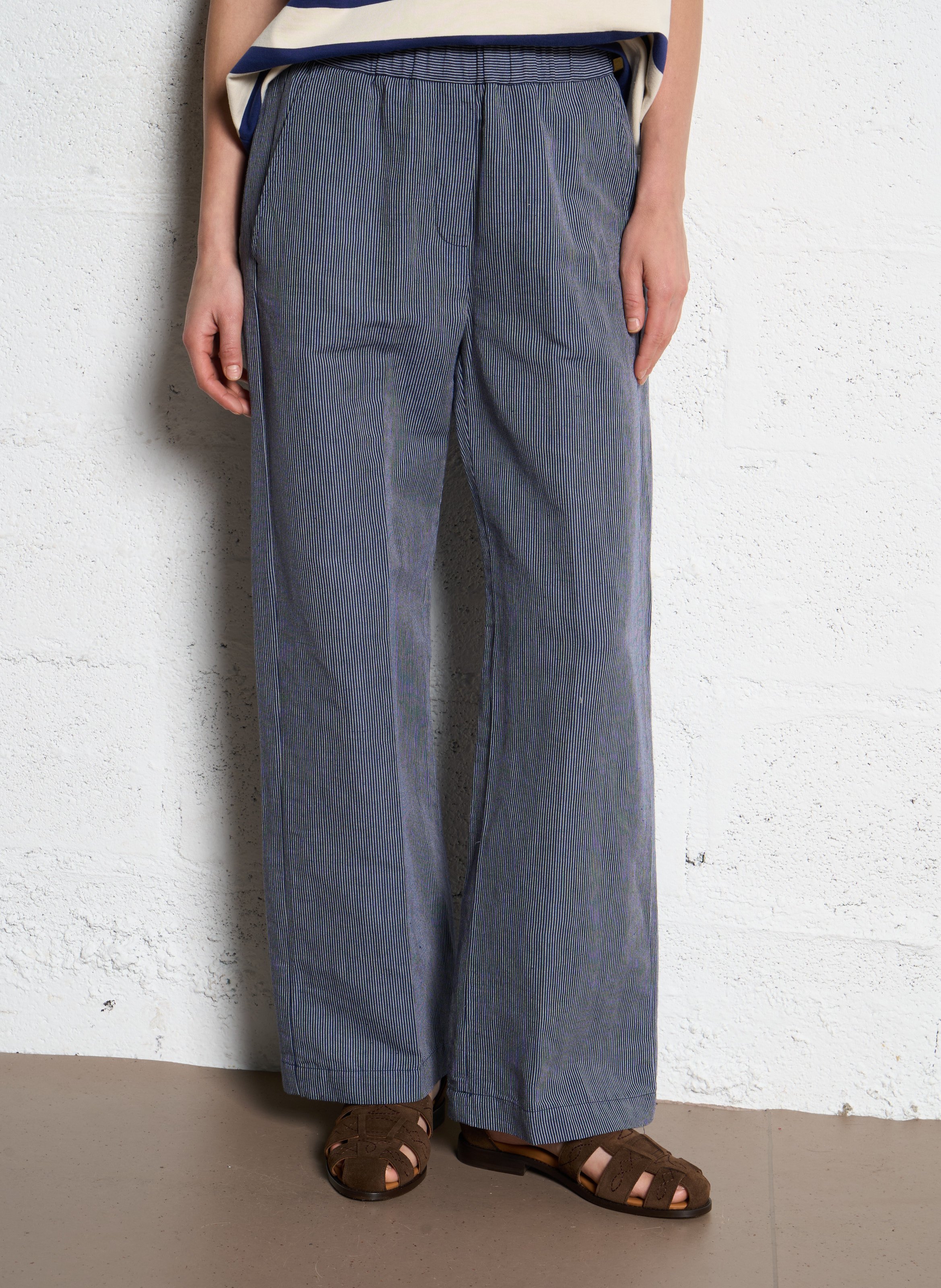 Wide-leg linen-blend pants DIEGA Blue
