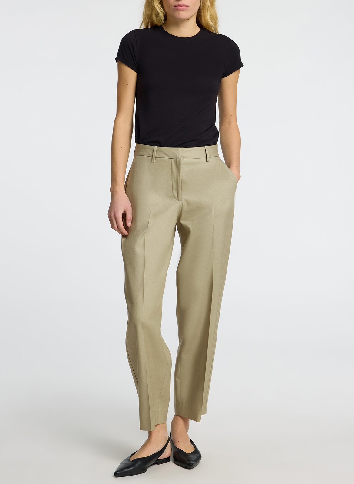 Pantalon large en coton bio mélangé SELECTED Gris