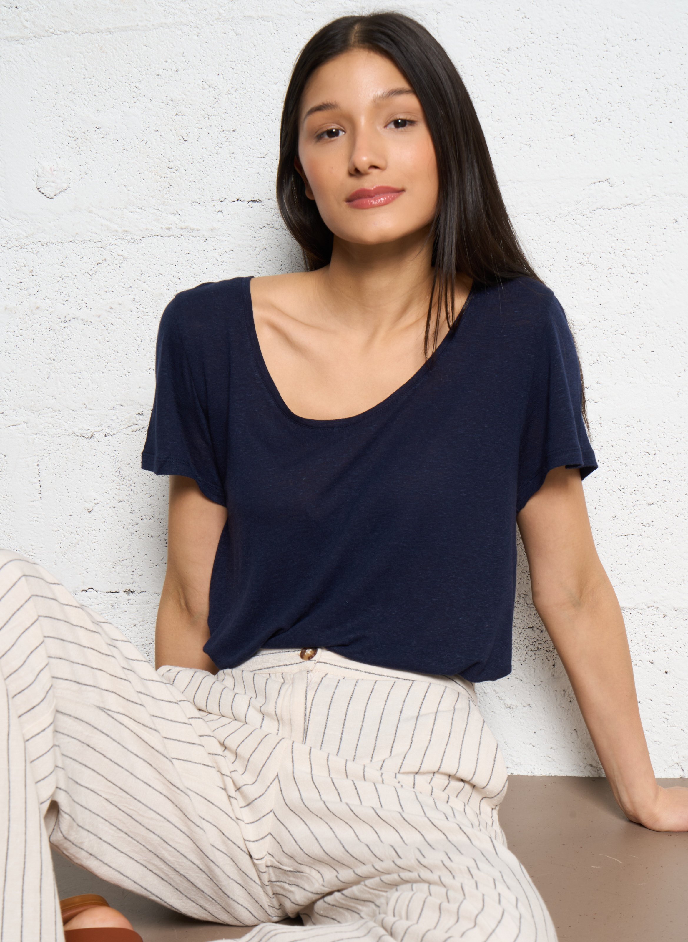 Round-neck linen-blend T-shirt LA PETITE ETOILE