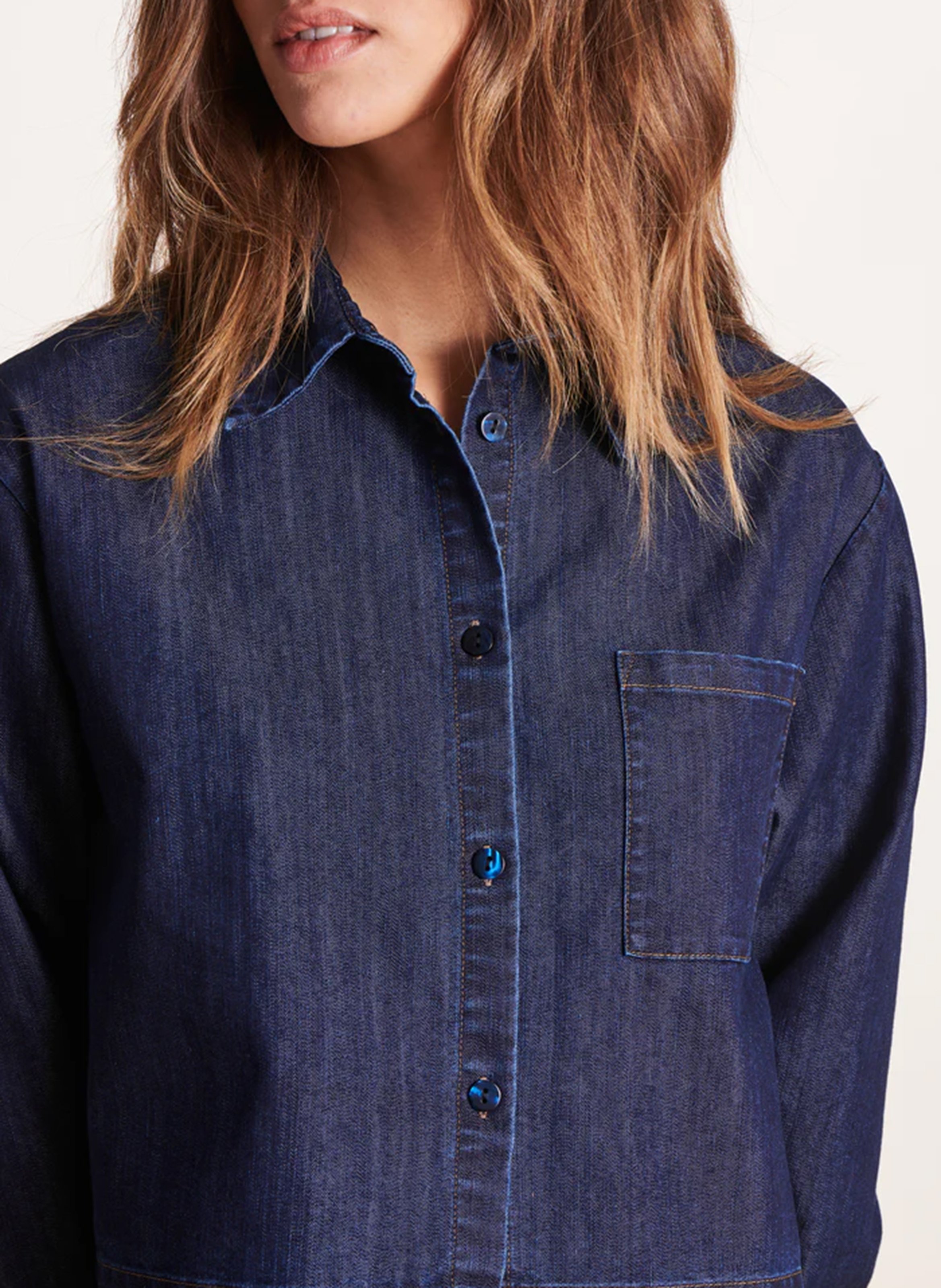 Chemise courte en jean  LA FEE MARABOUTEE Bleu