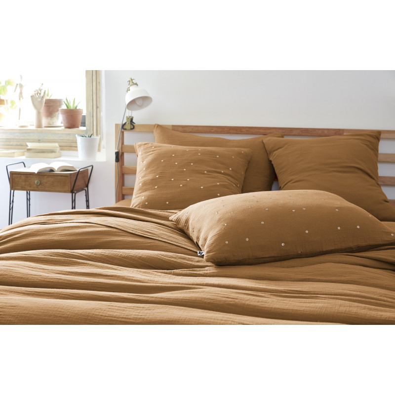 Cotton percale pillow case Brown