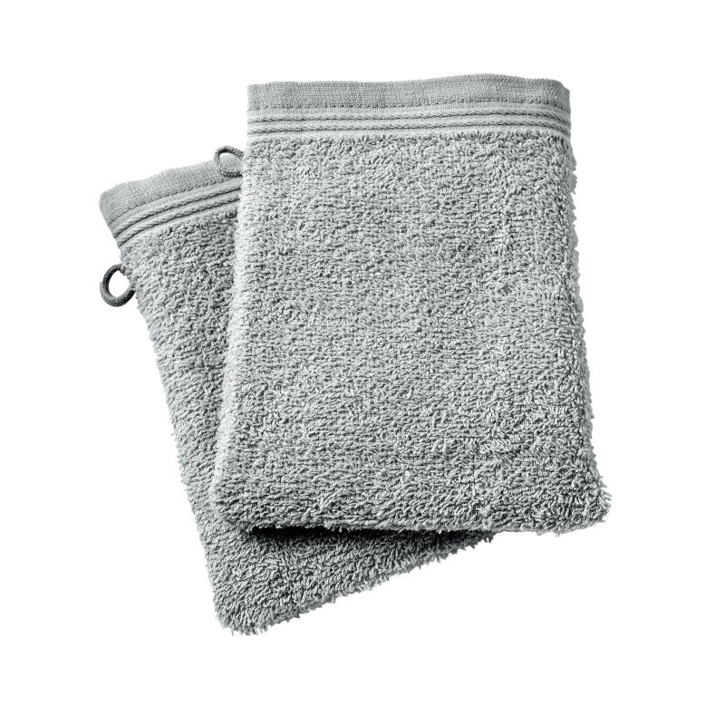 Set of 2 washcloths COTON PUR Grey
