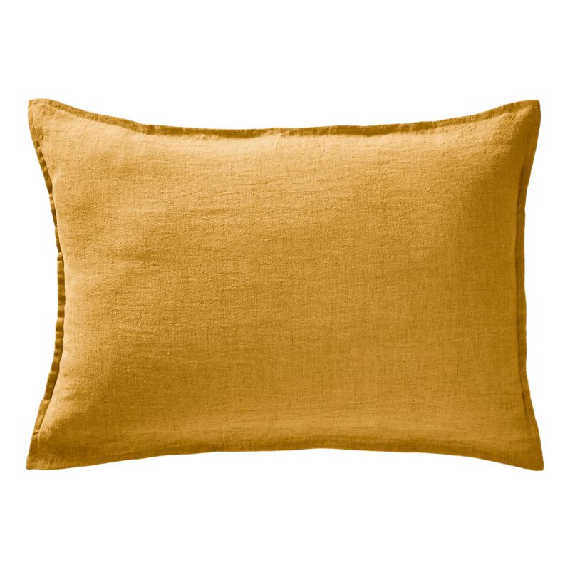 Cotton percale pillow case L'EFFET PAPILLON Yellow