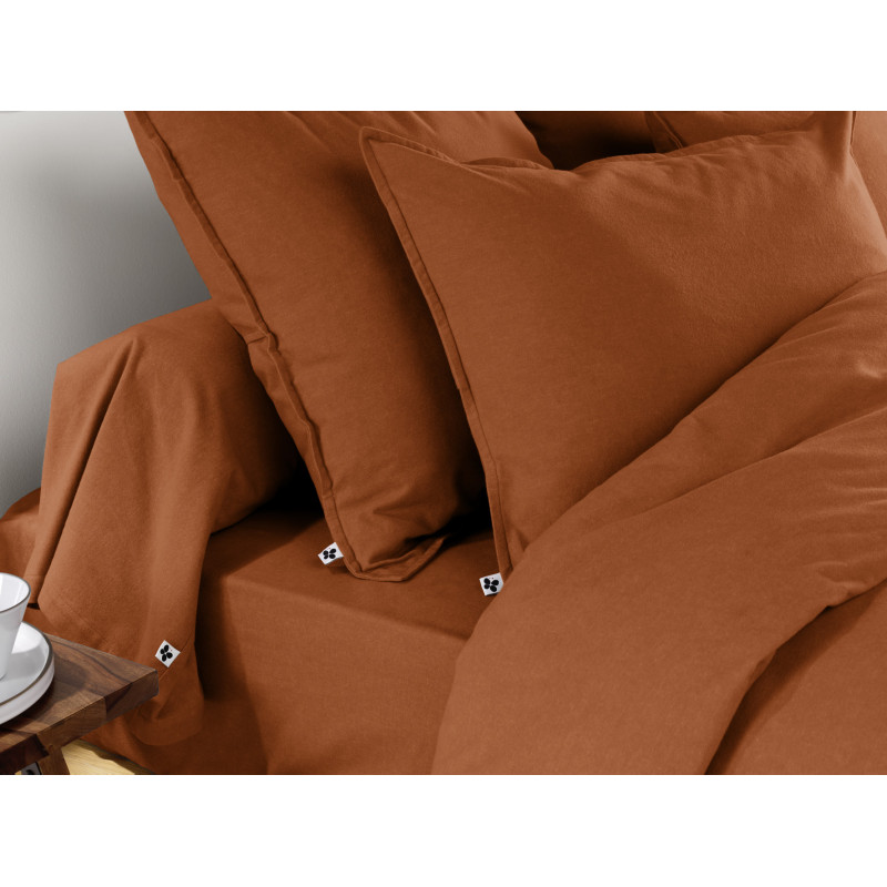 "Candice" duvet cover in cotton flannel, all sizes. L'EFFET PAPILLON Red