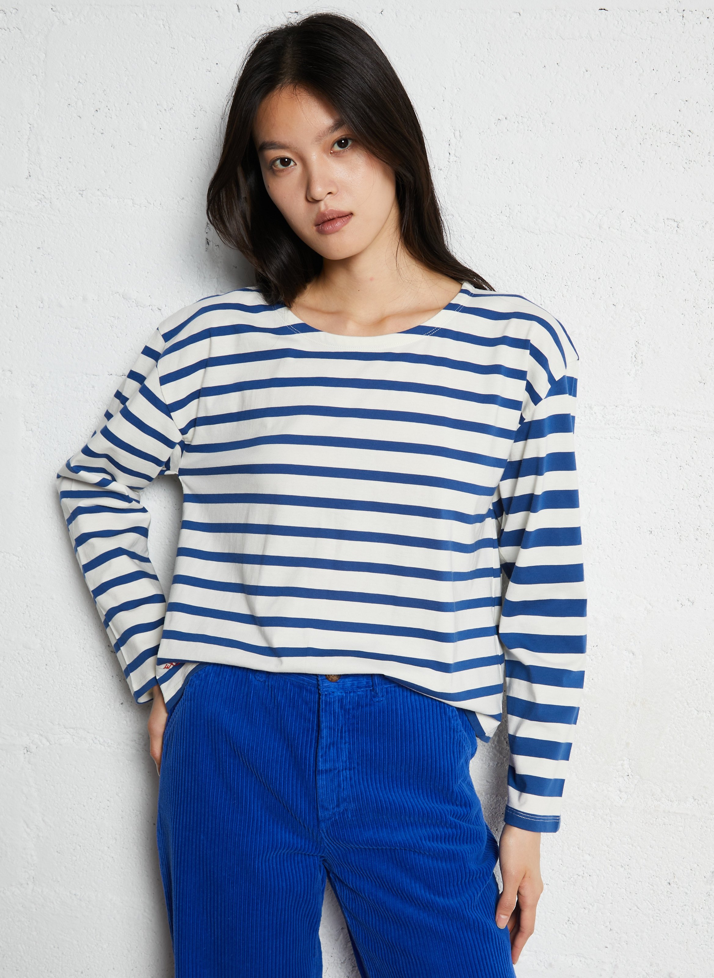 Bio-Baumwoll-Rundhals-Shirt EMILE ET IDA Blau