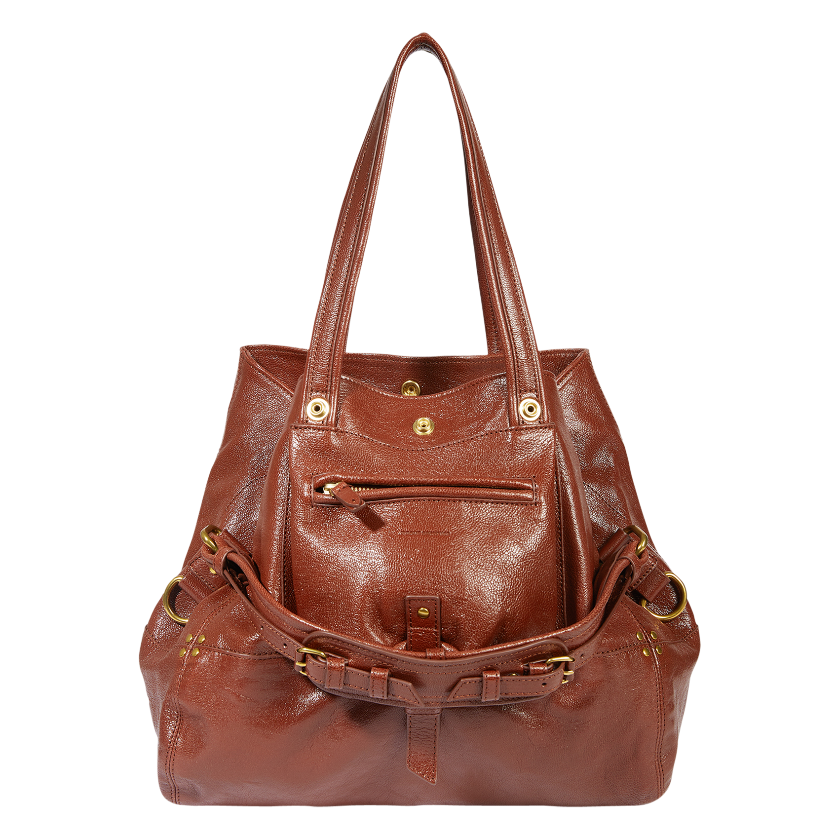 Leather shoulder tote bag JEROME DREYFUSS Brown