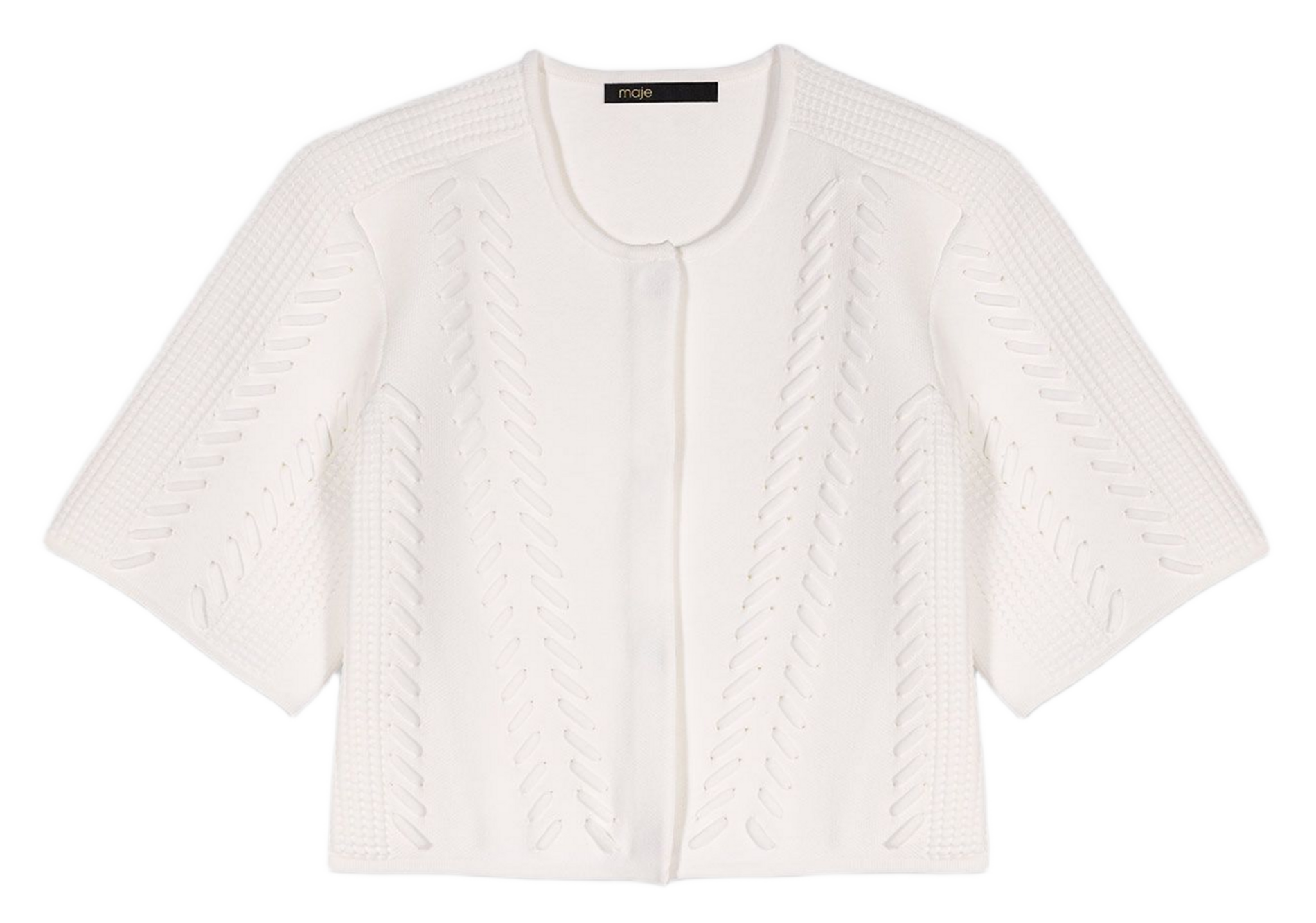 Kort vest in gevlochten breisel MAJE Wit