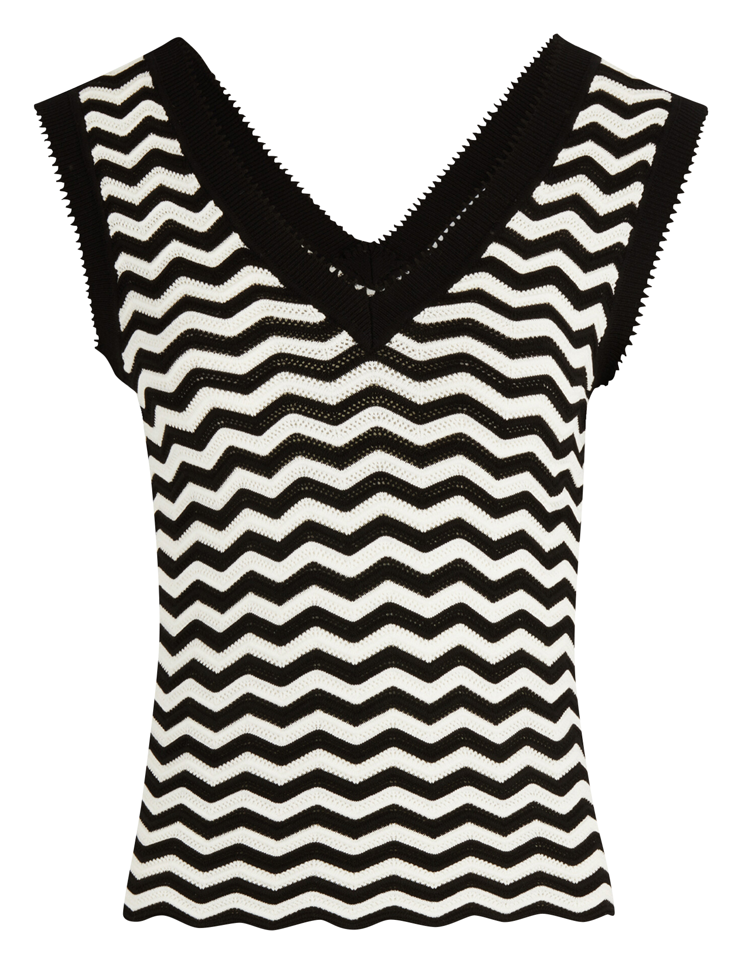 Top col v à rayures MORGAN Noir