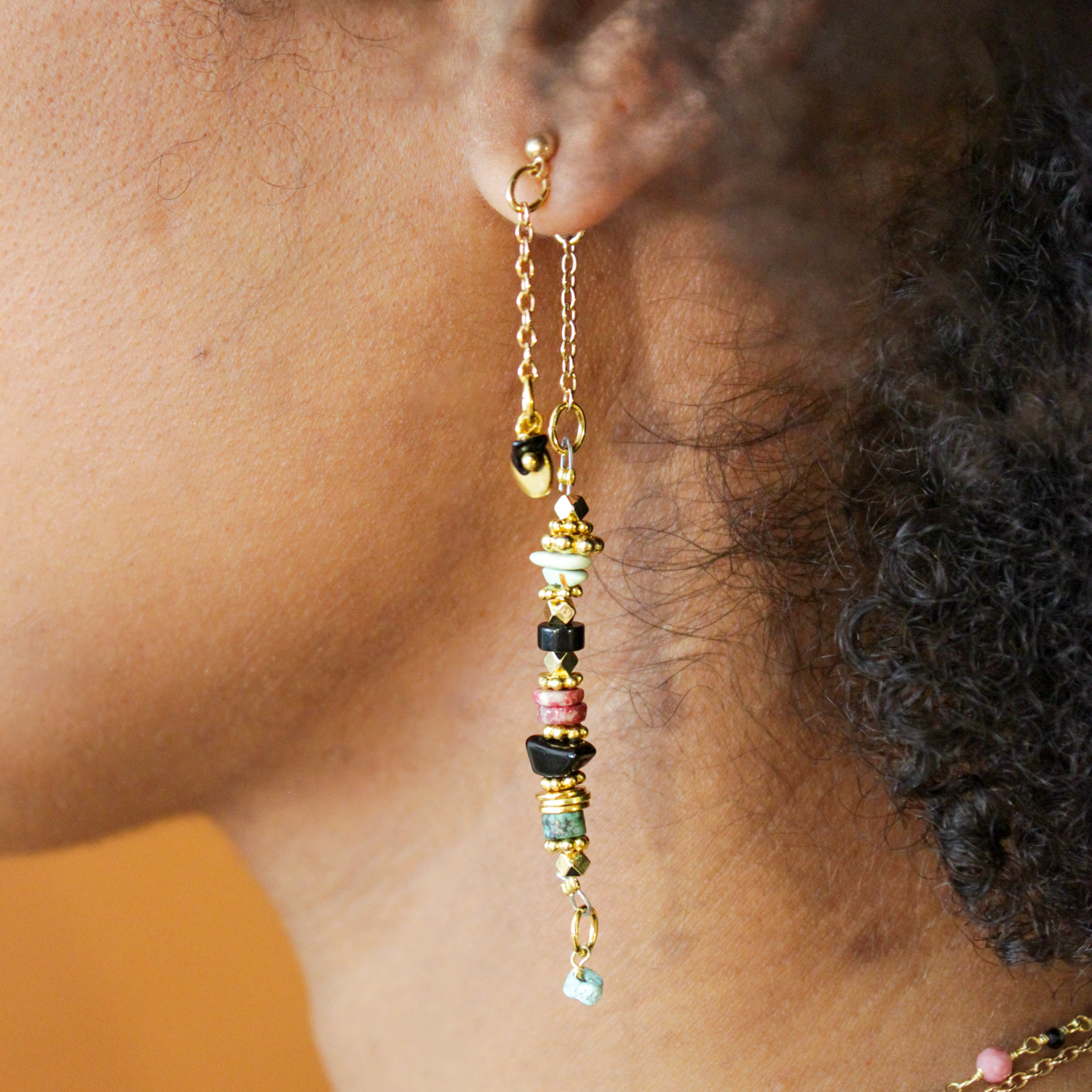 Heishi medallion earrings - Elsa L'ATELIER DES DAMES Golden