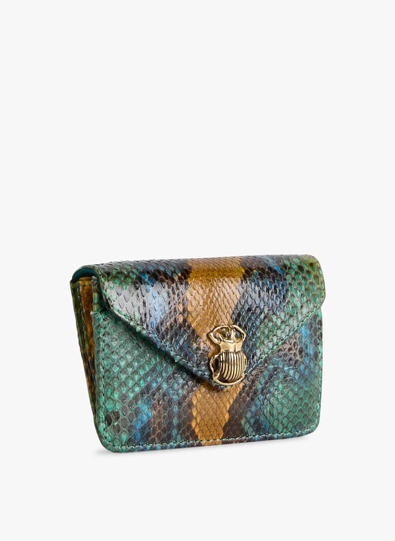 Pochette en cuir python mélangé Alex Vert Claris virot Femme