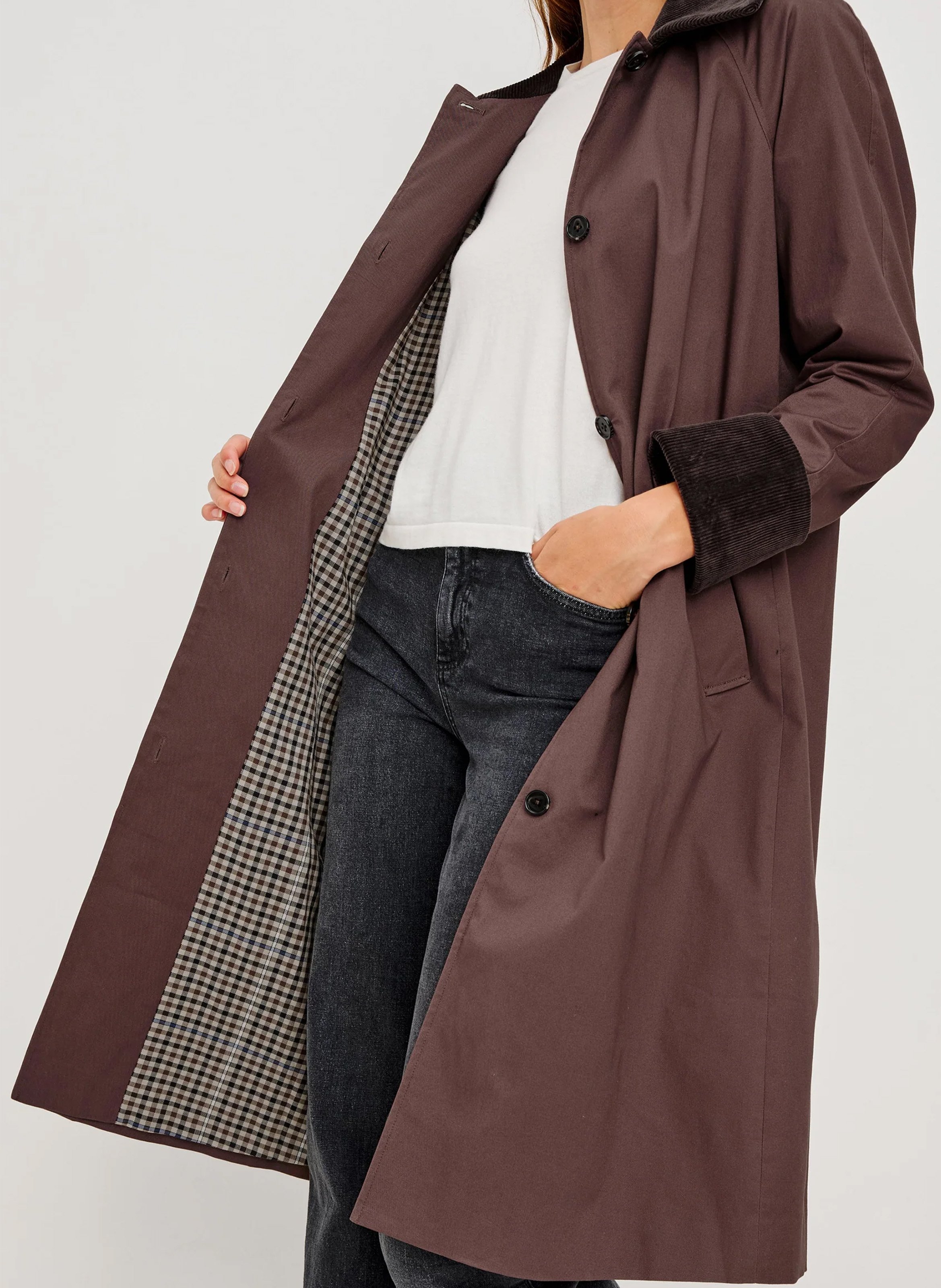 Manteau col classique en coton mélangé RAILS Marron