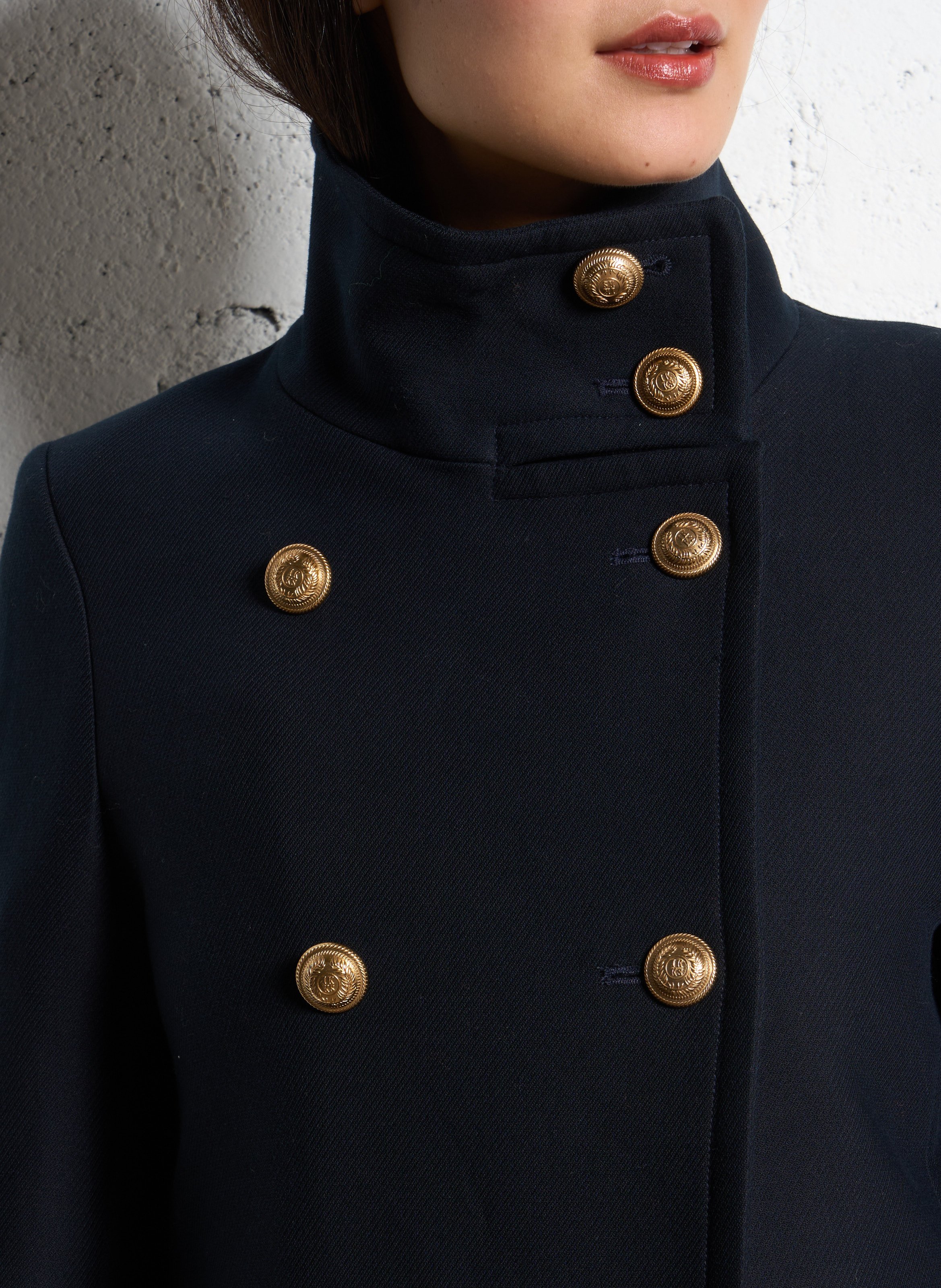 Langer Baumwollmantel mit Stehkragen IKKS Blau