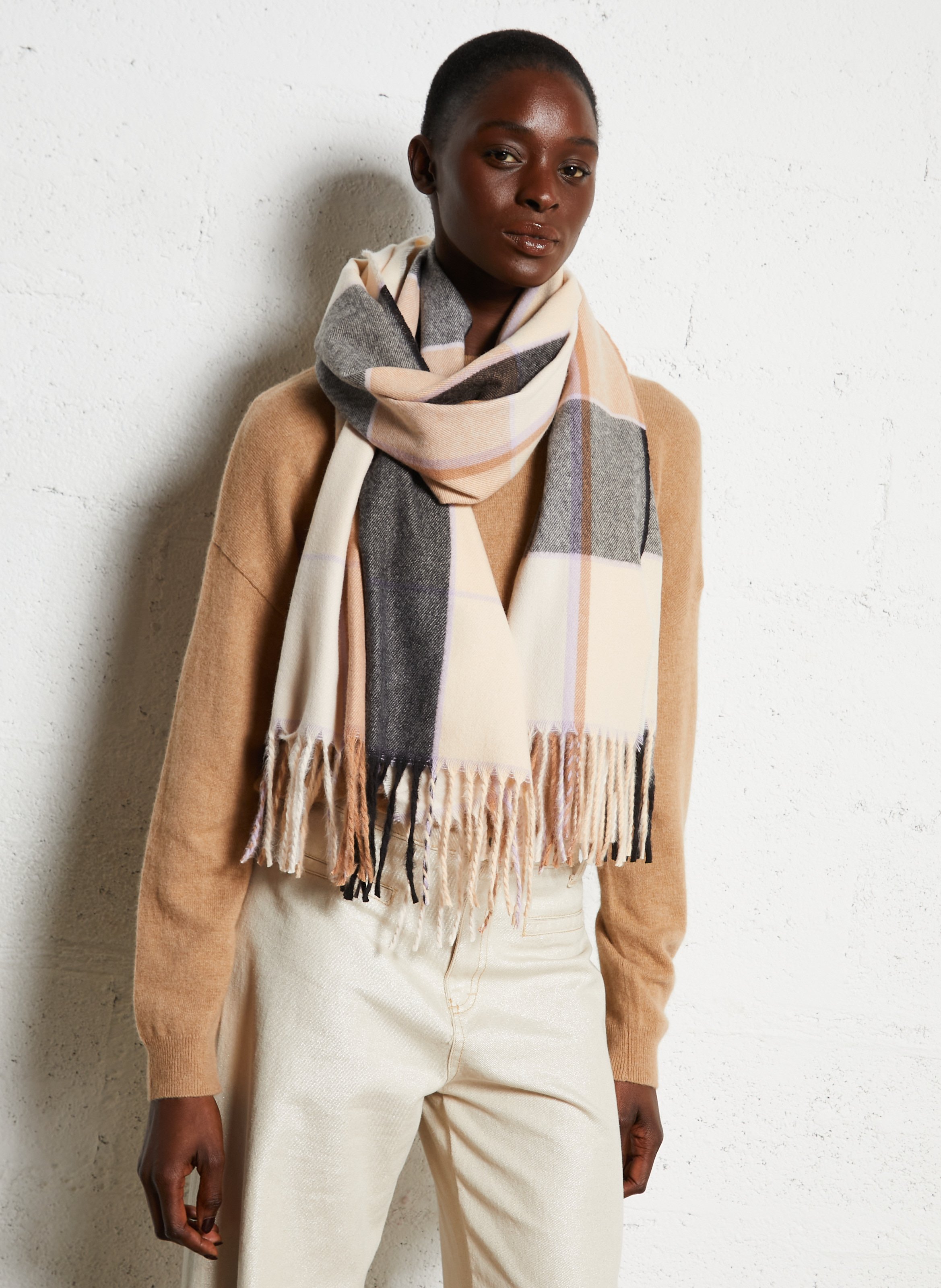 Check pattern scarf AU PRINTEMPS PARIS Multicolored