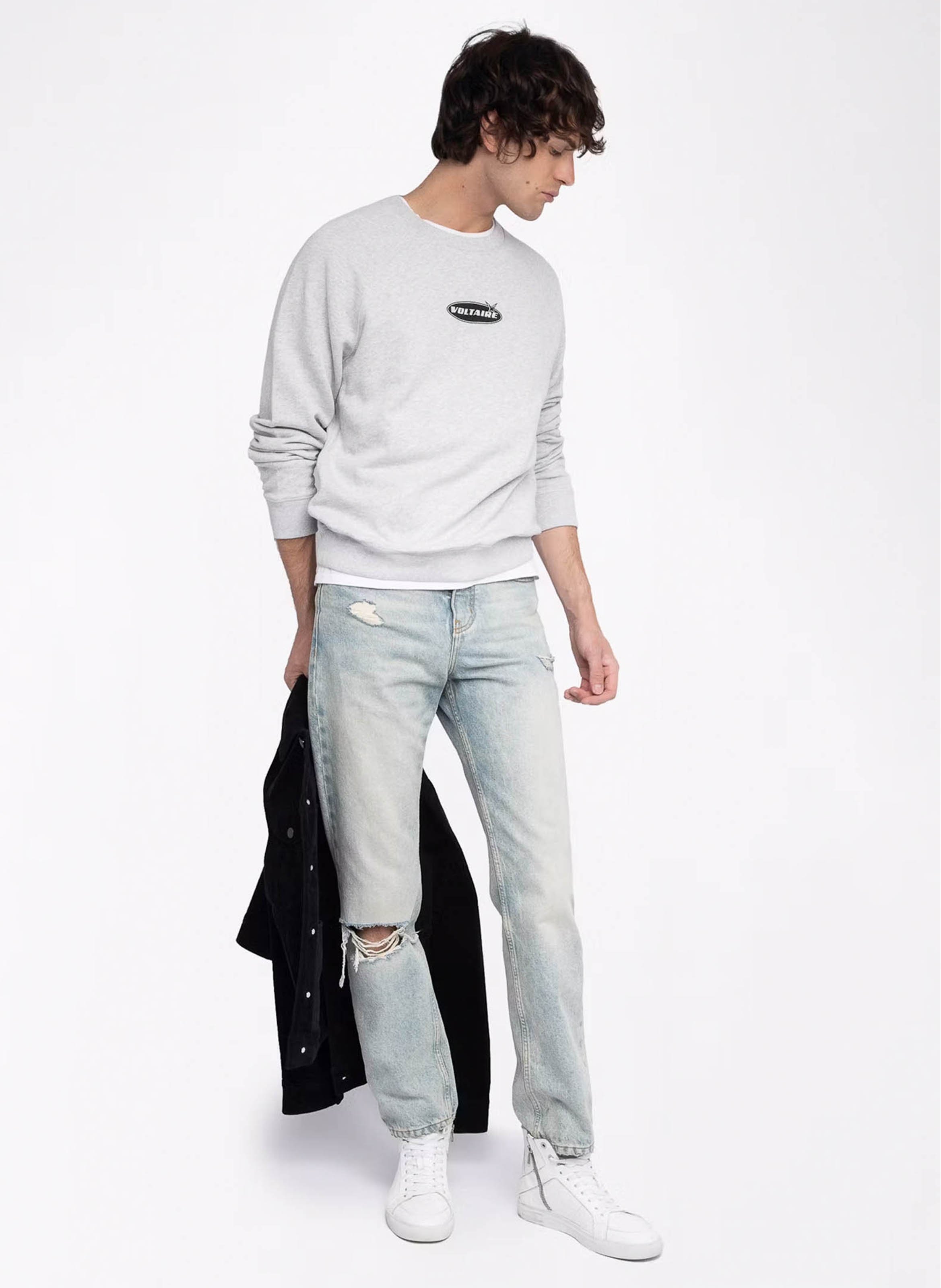 Gerade geschnittenes Rundhals-Sweatshirt aus Baumwolle ZADIG&VOLTAIRE Grau