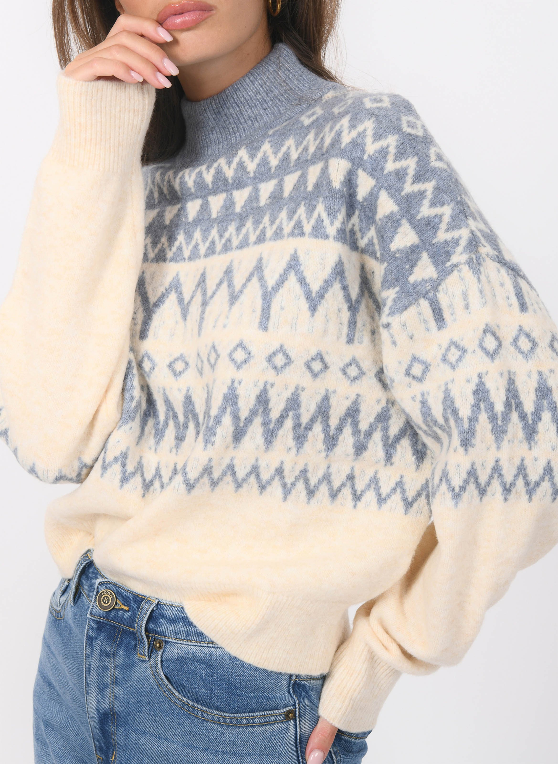 Elena - Pullover mit Stehkragen KOOKAI Weiss