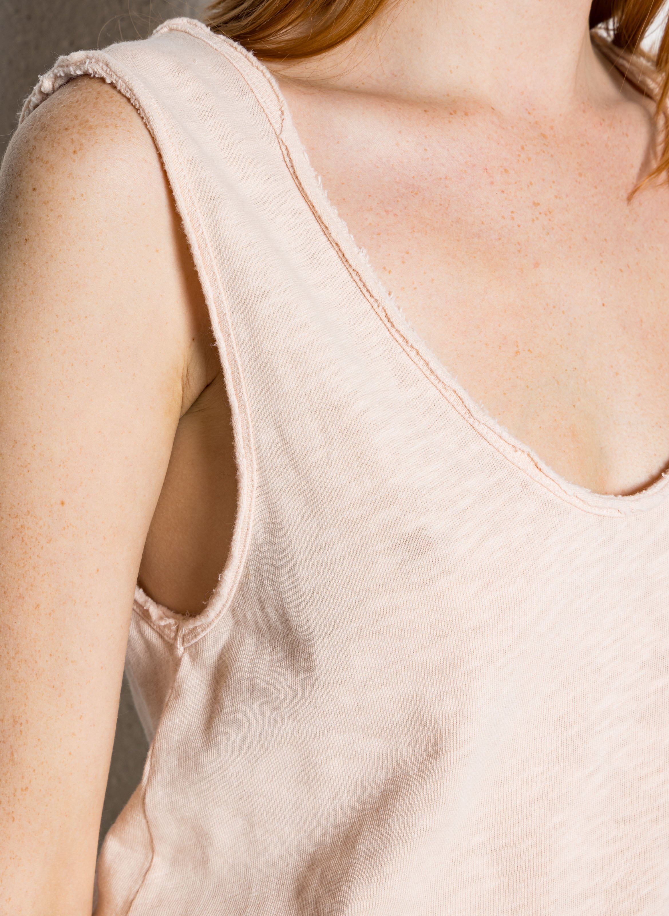 Straight cotton tank top with round neck AMERICAN VINTAGE Beige