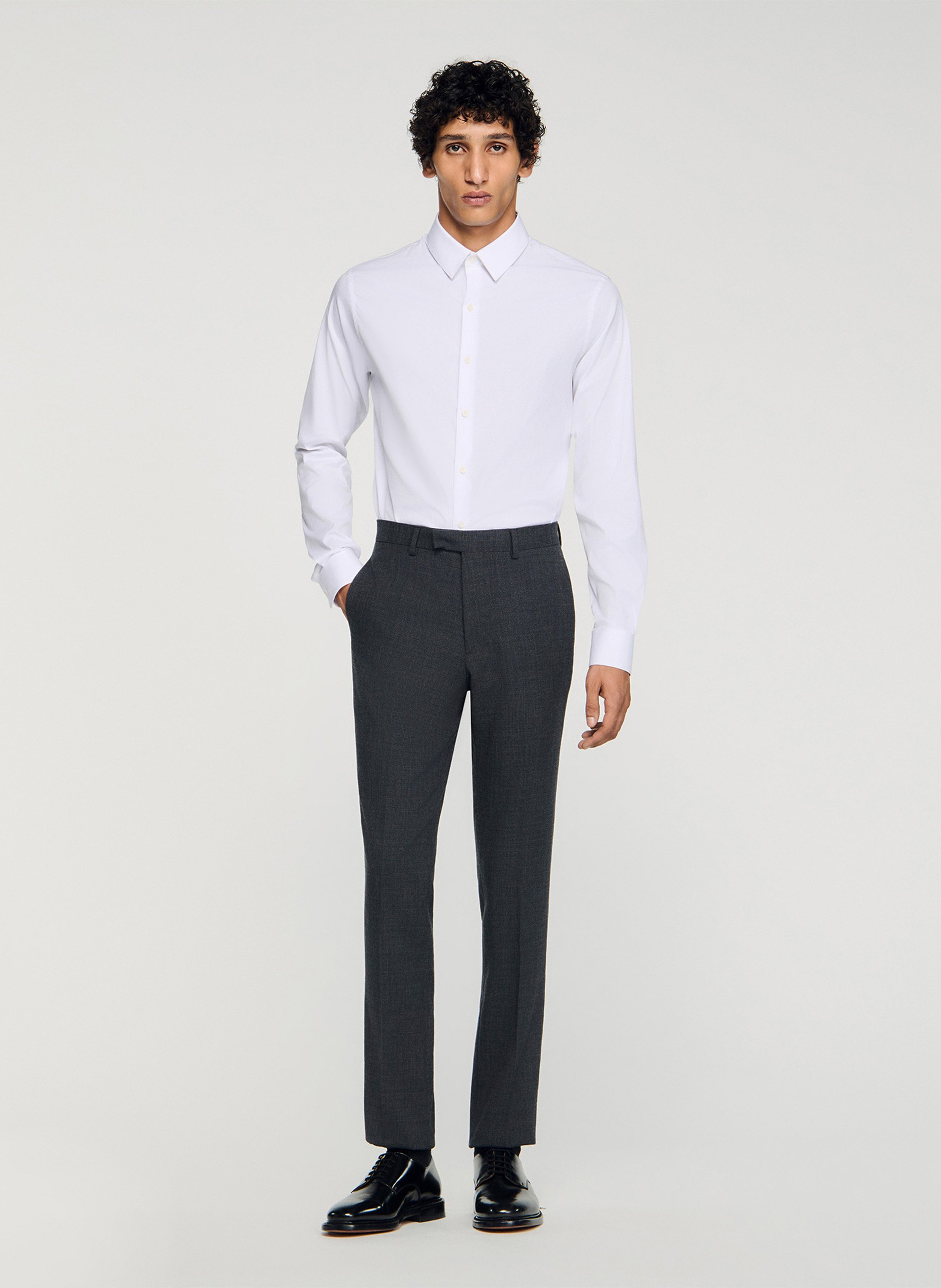 Chemise slim-fit en coton stretch SANDRO Blanc