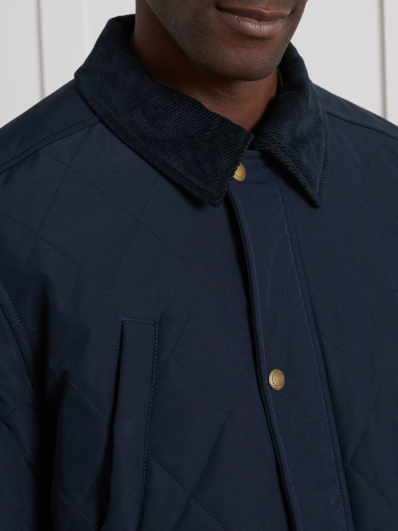 Quilted jacket with velvet collar CYRILLUS Blue
