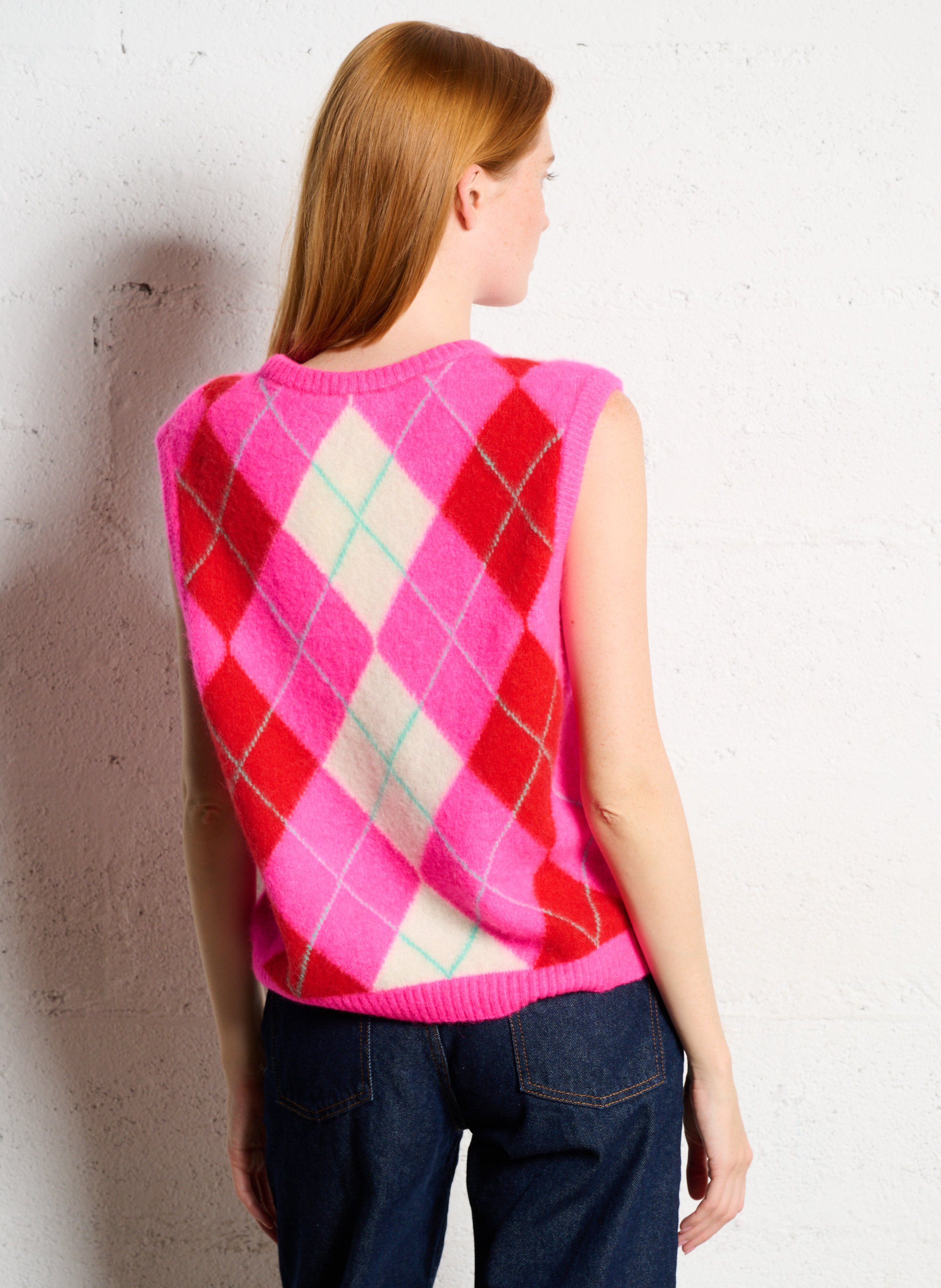 Pull col rond jacquard AMERICAN VINTAGE Rose