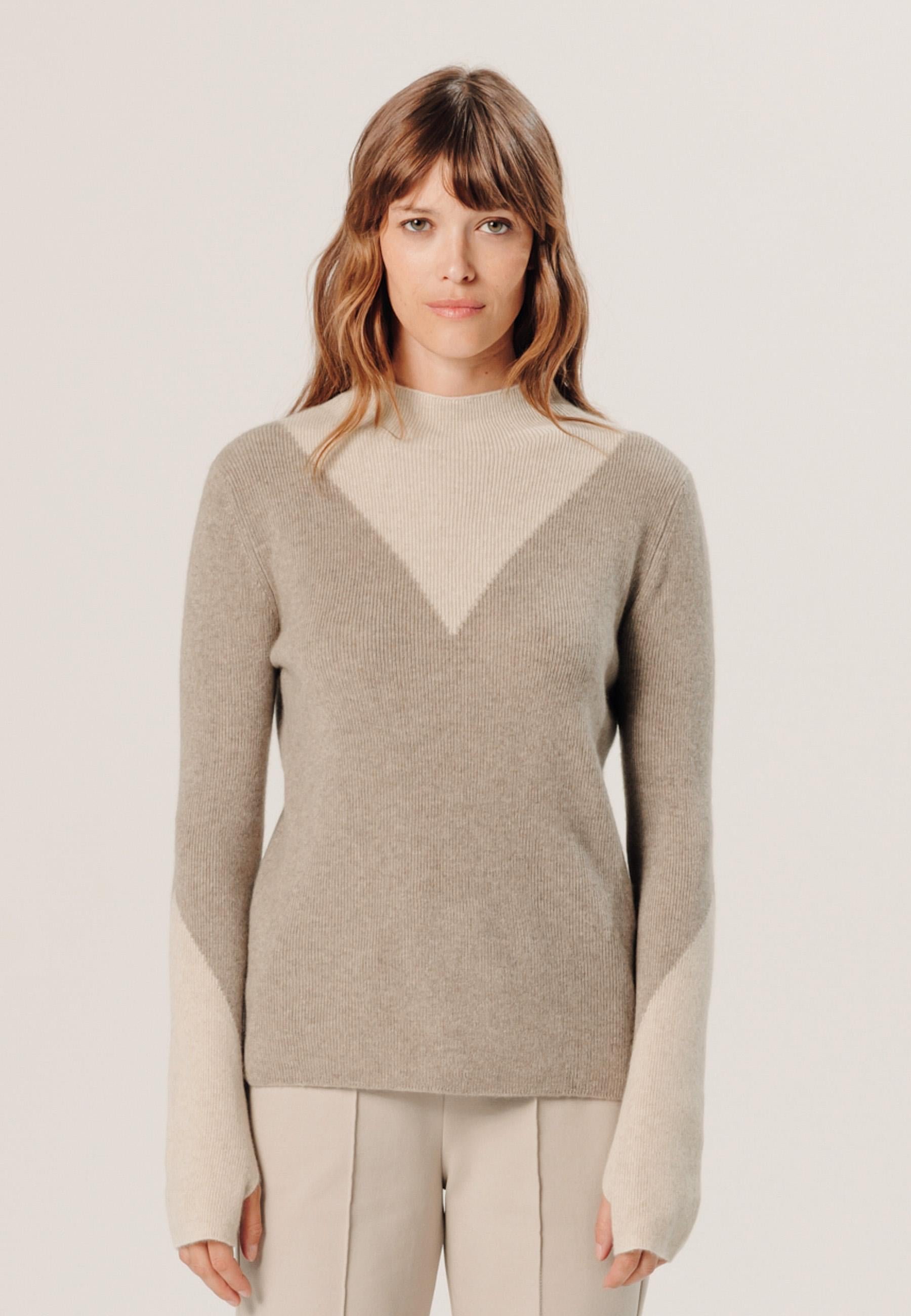 Cashmere trompe l'oeil sweater RODIER Brown