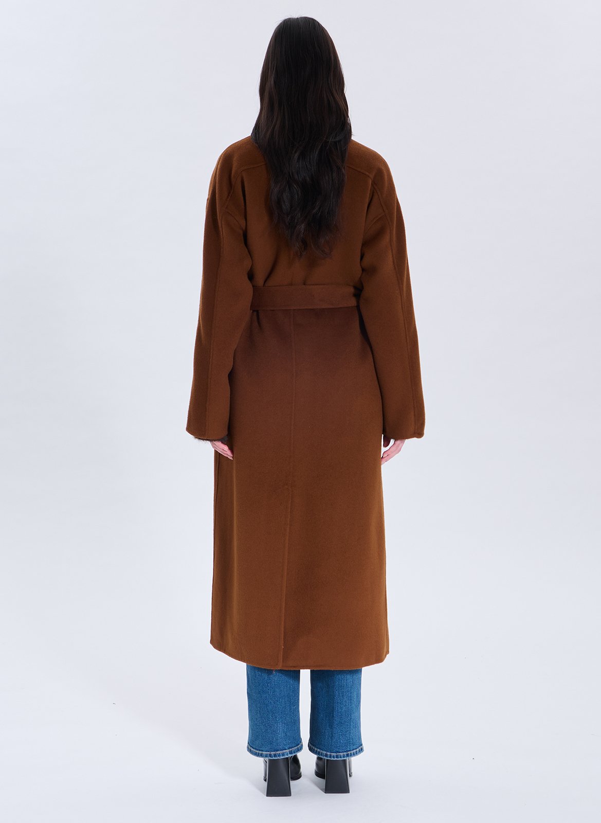 Coat with notched lapel in blended wool ZAPA Brown