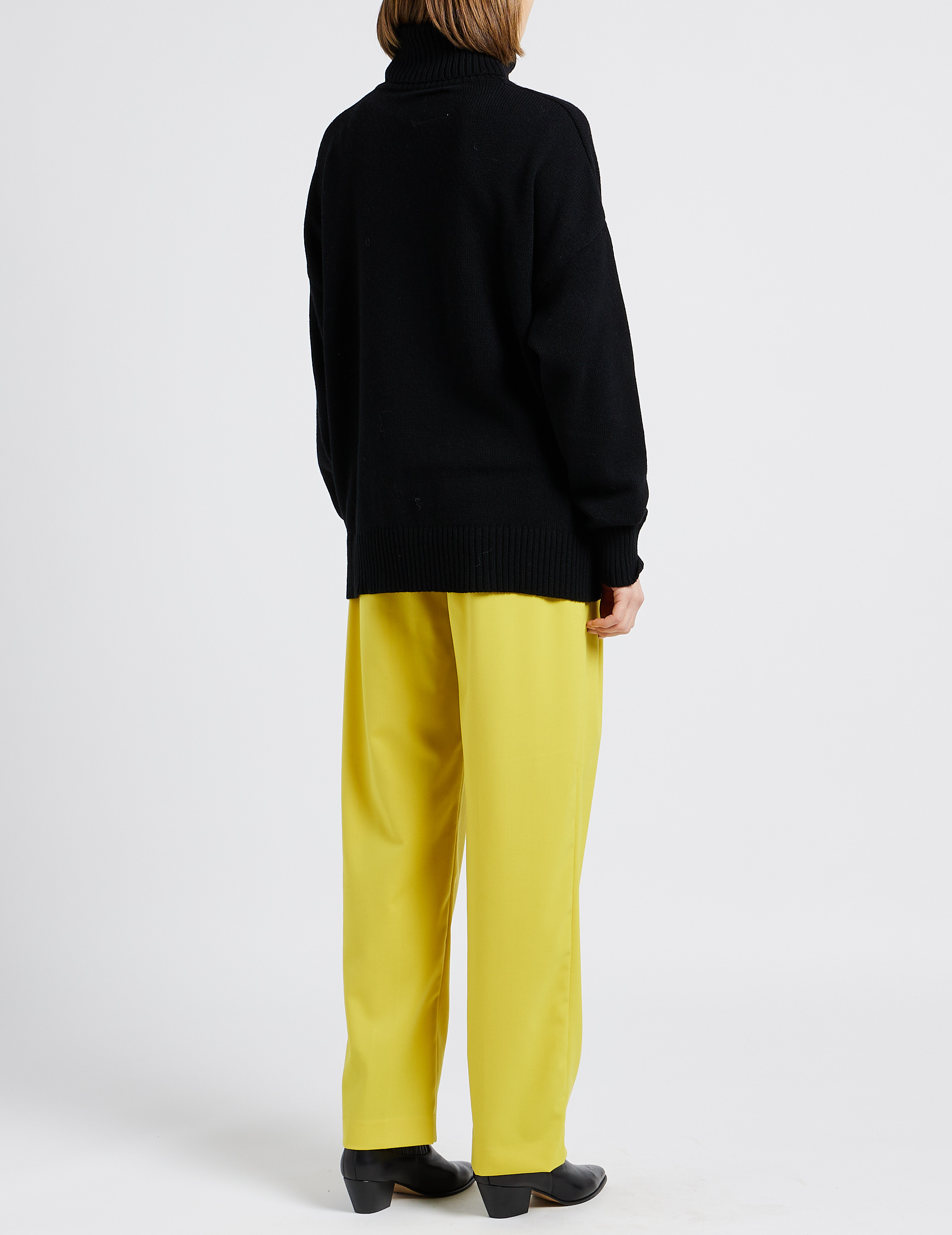 Pantalon large à pince Jaune