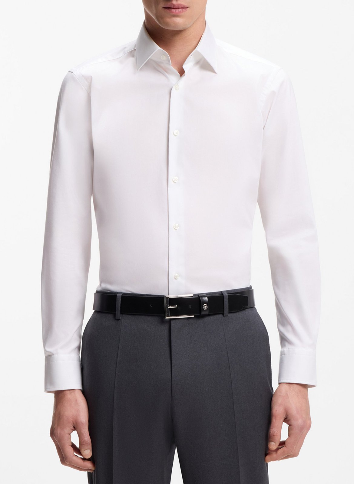 Regular-fit cotton shirt with classic collar BOSS White