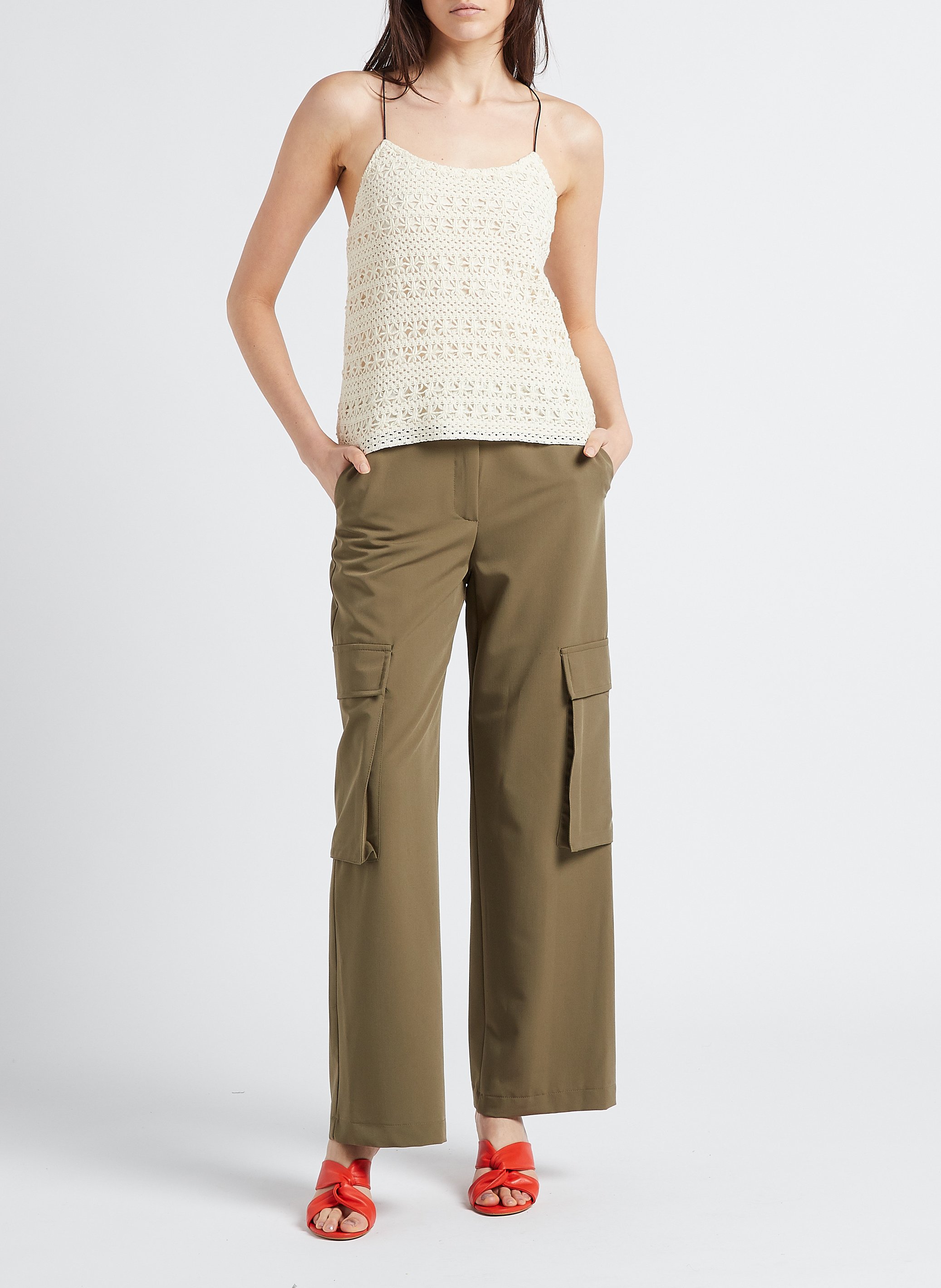 Weite Hose mit Cargotaschen IMPERIAL Khaki