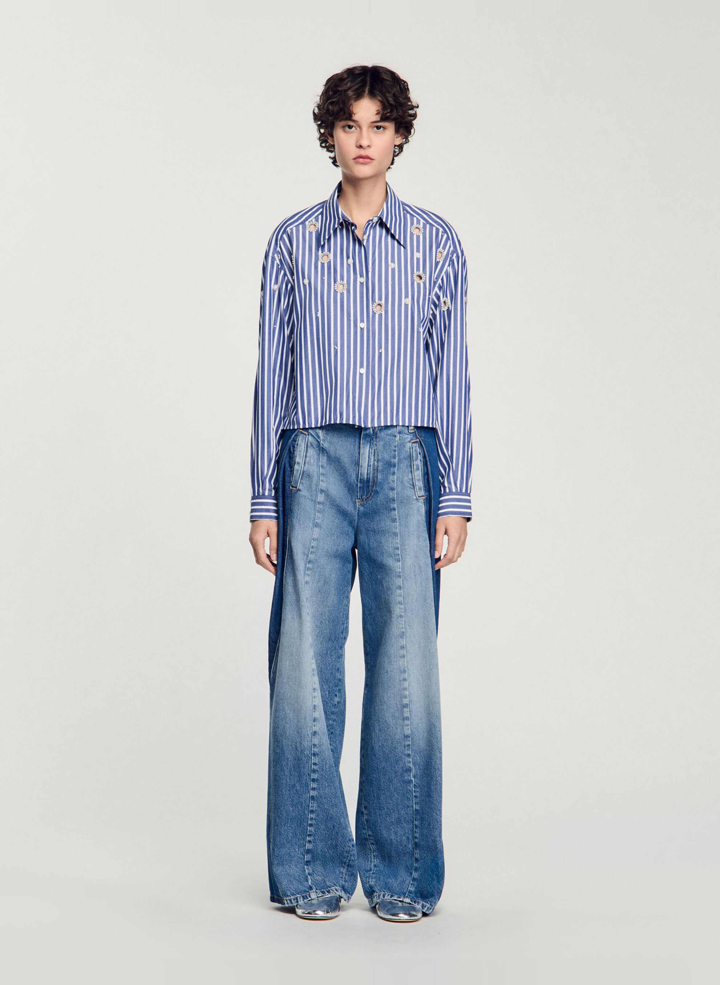 Cotton shirt with classic collar SANDRO Blue