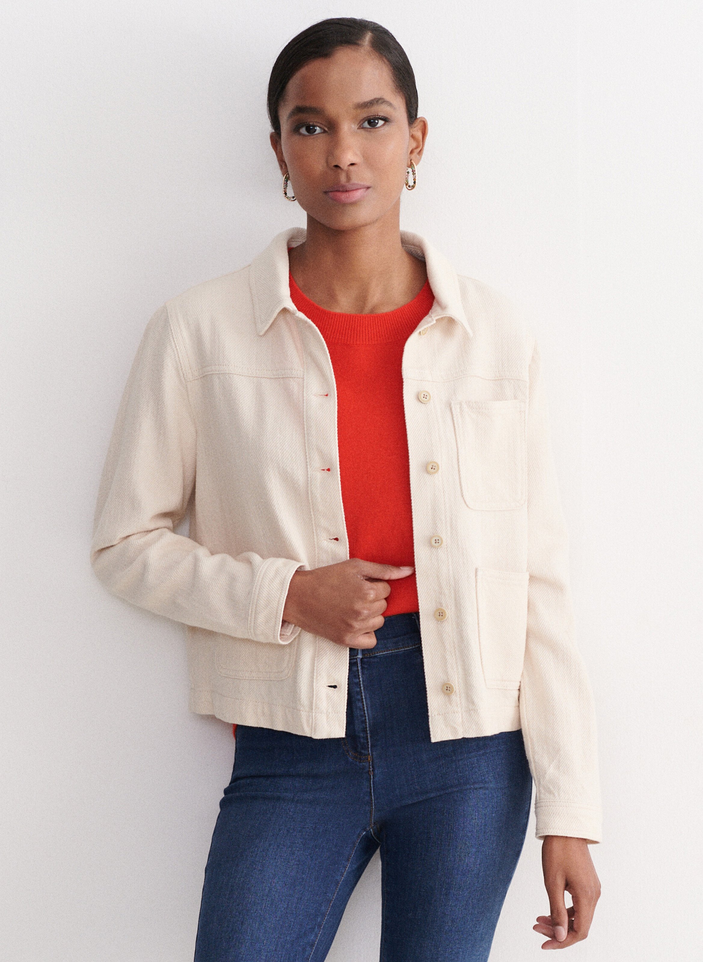 Gerade geschnittene Cropped-Jacke CAROLL Weiss