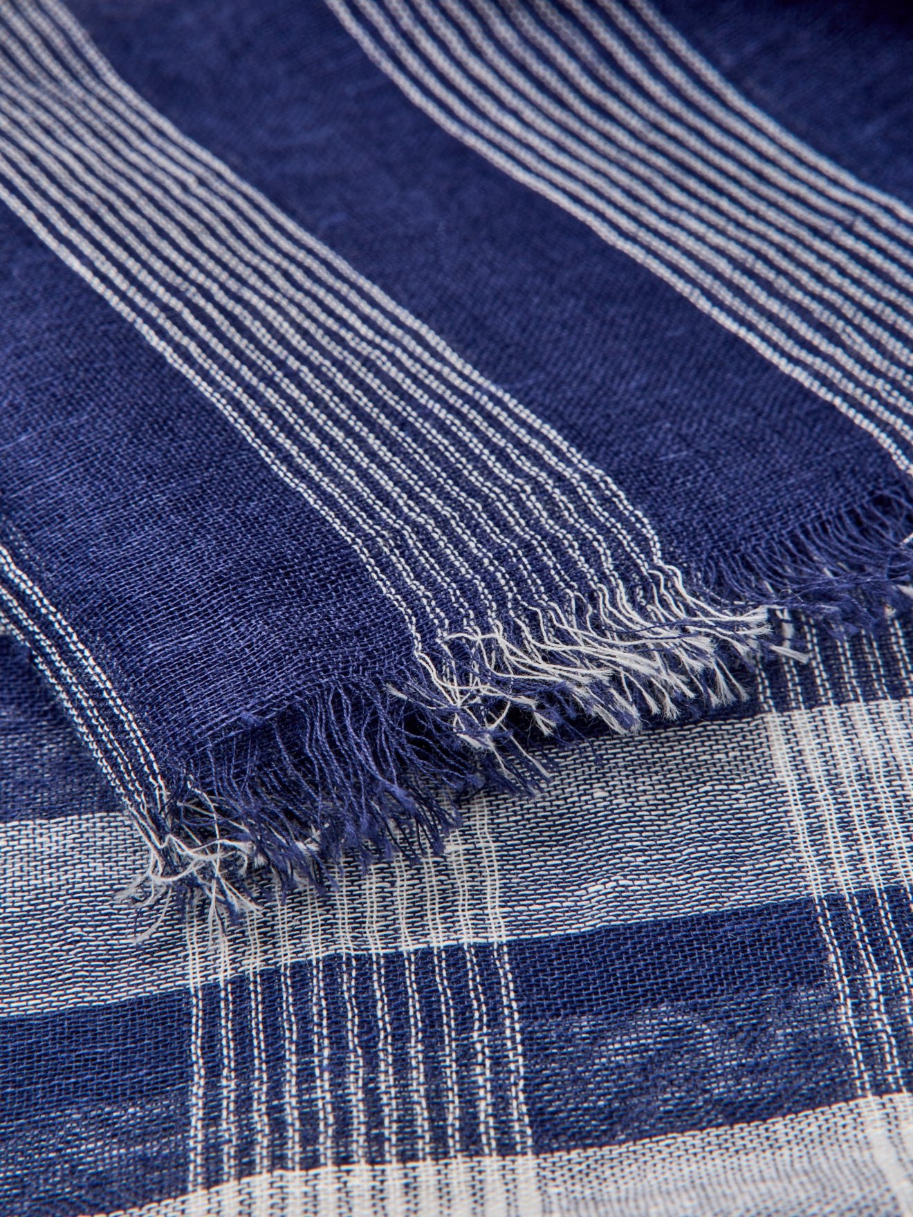 Chèche vichy lin et coton CYRILLUS Bleu