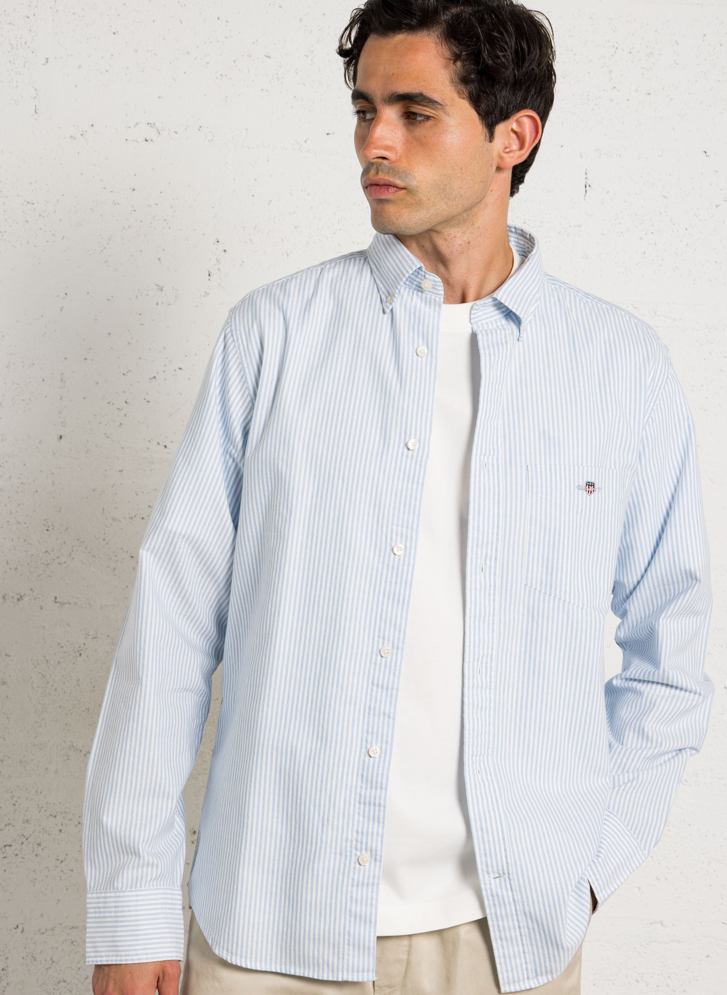 Regular-fit shirt with American collar striped in cotton GANT Blue