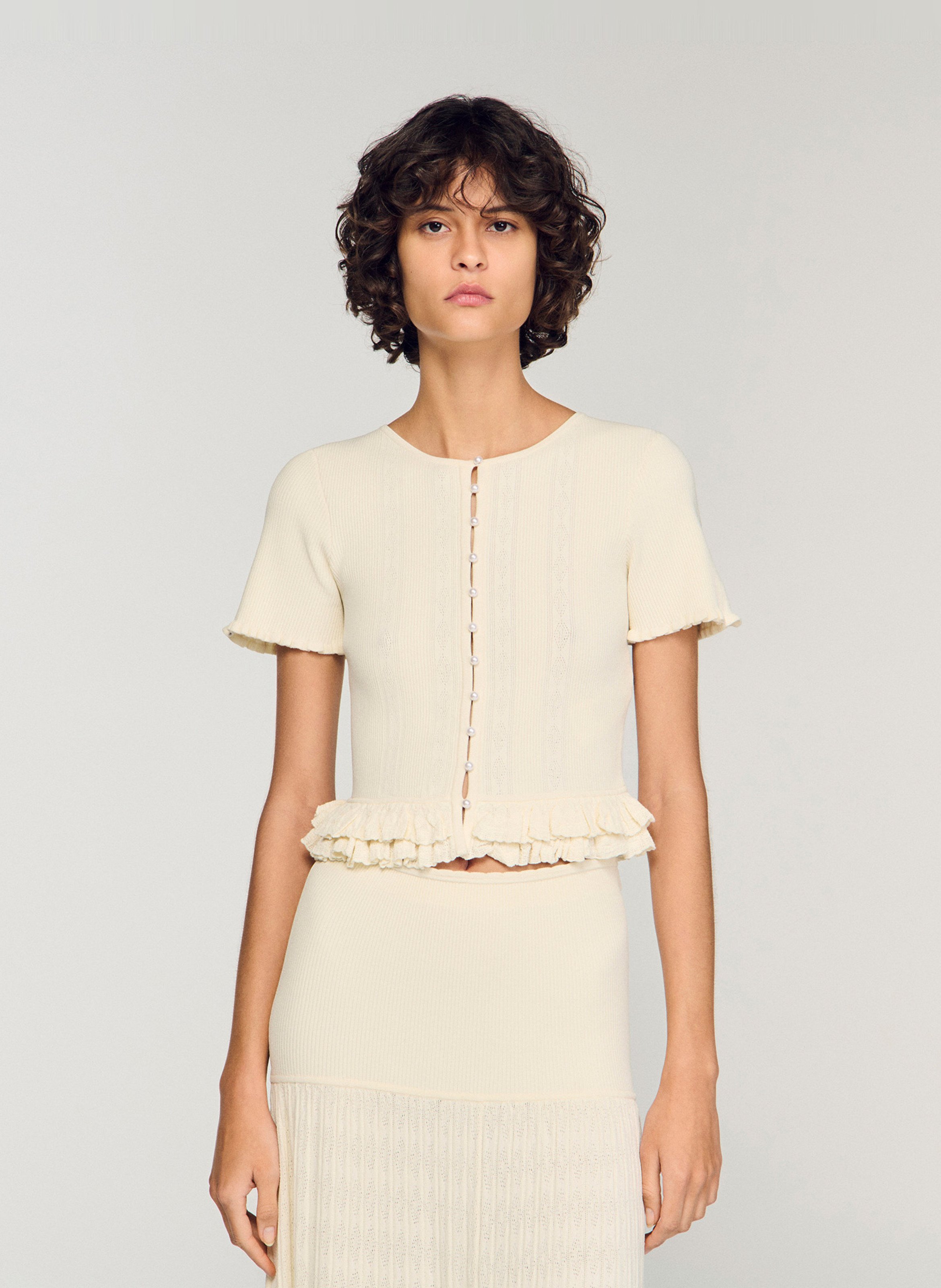 Top col rond  SANDRO Beige