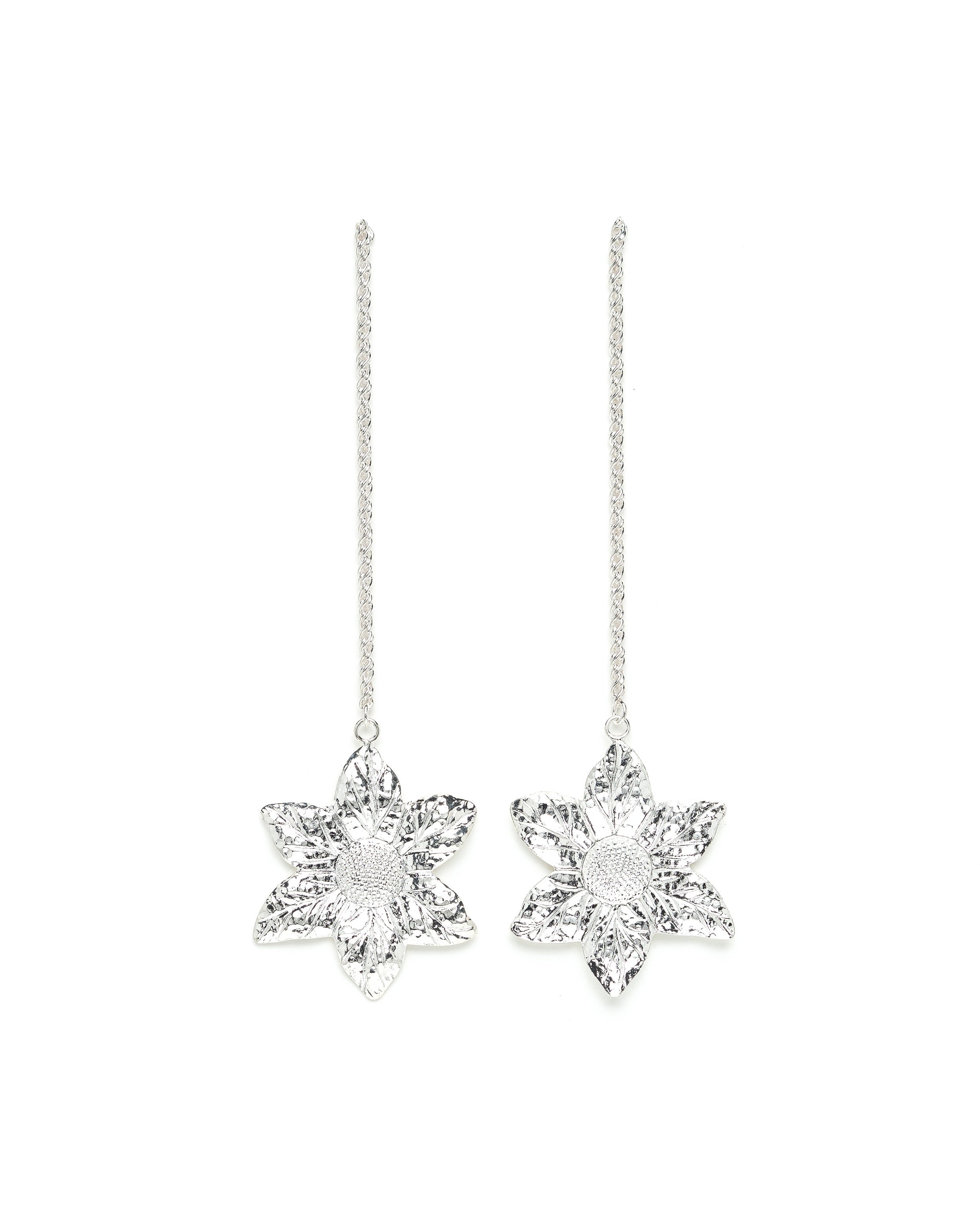 Silver-plated flower drop earrings MONSIEUR SIMONE Silver