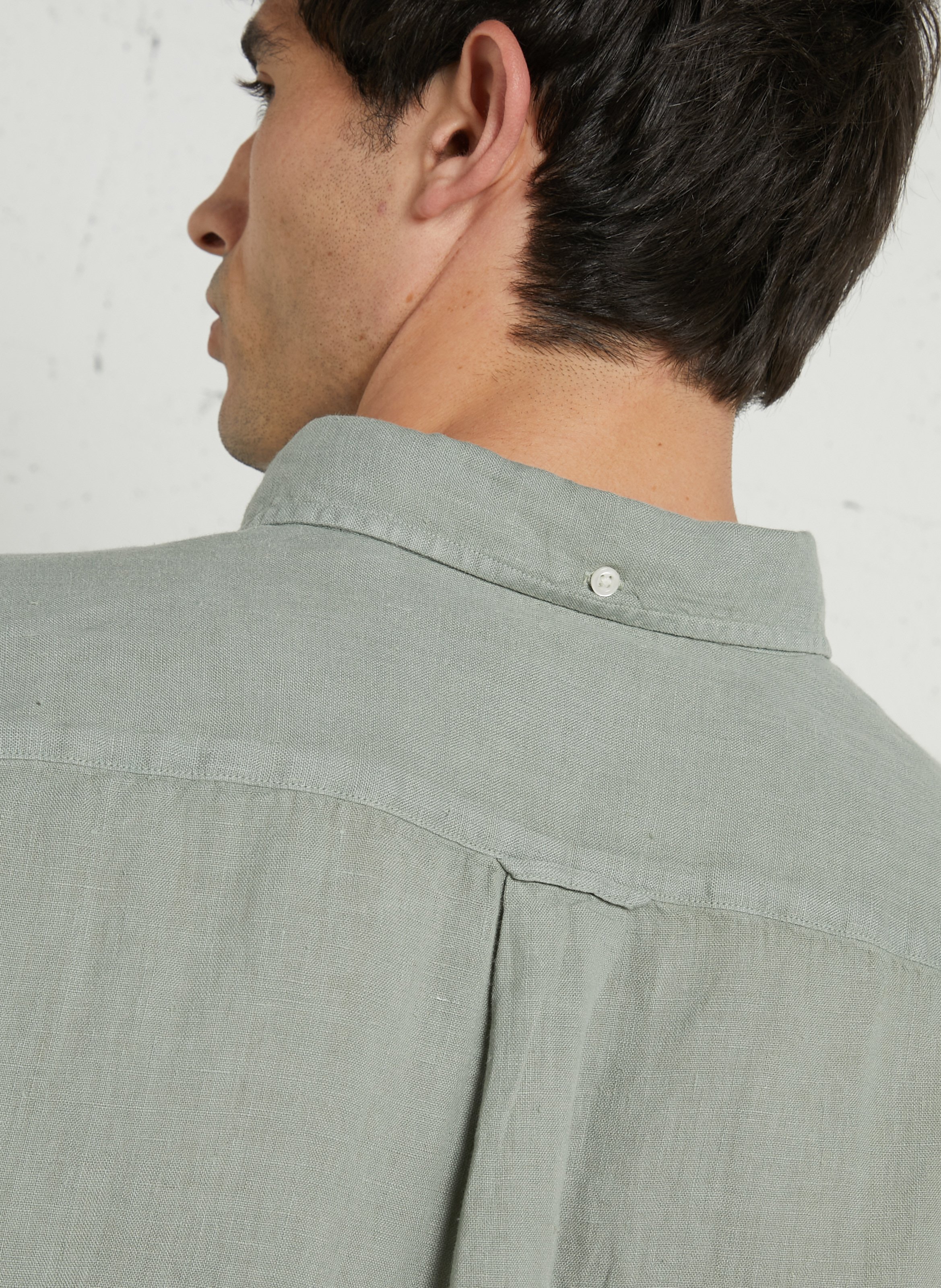 Chemise droite col classique en lin GANT Gris