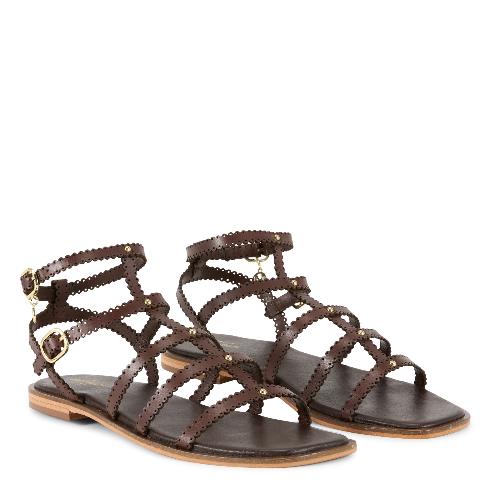 Leather gladiator-style sandals PETITE MENDIGOTE Brown