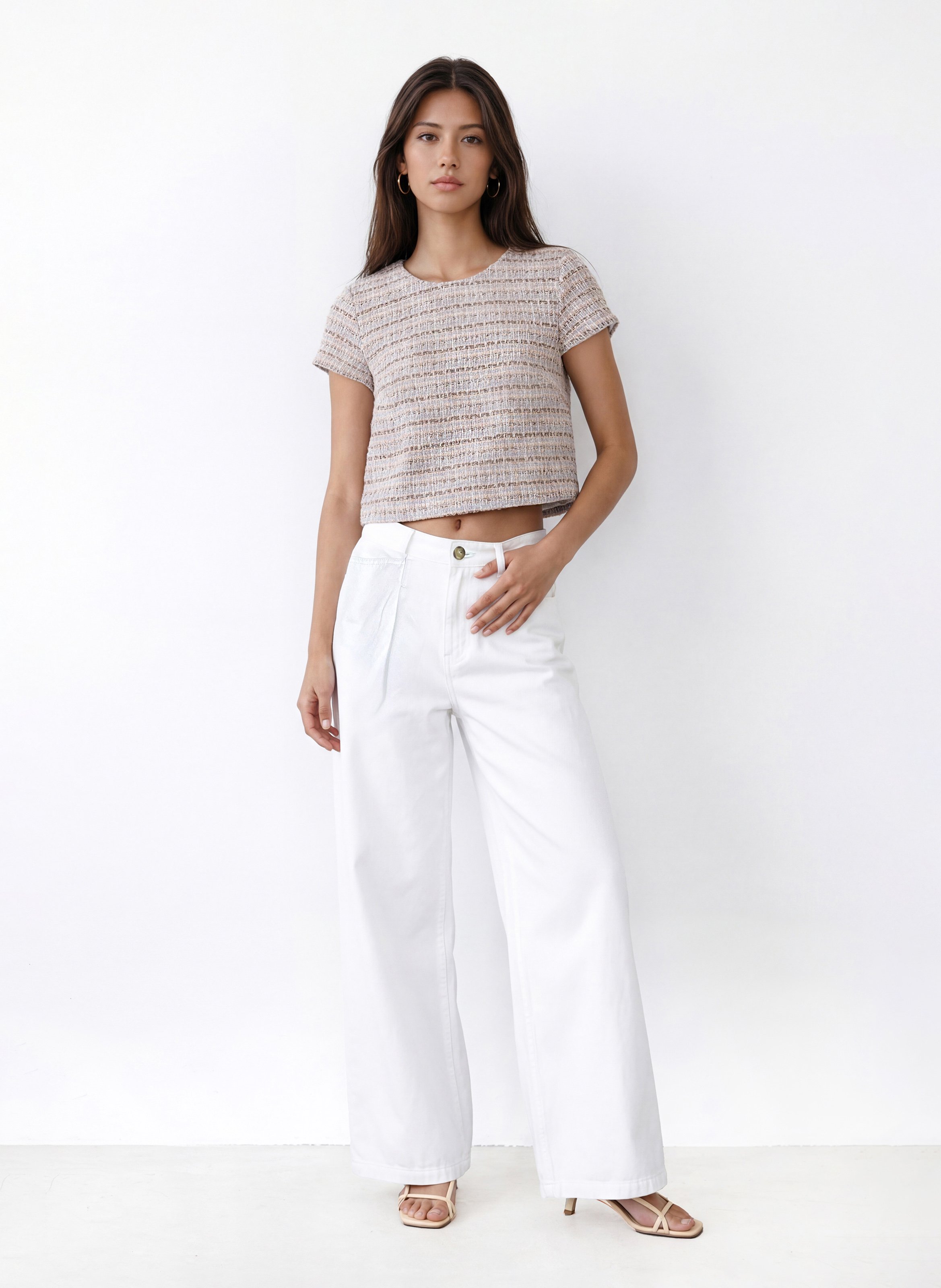 Oberteil mit Rundhalsausschnitt aus Tweed KOOKAI Orange