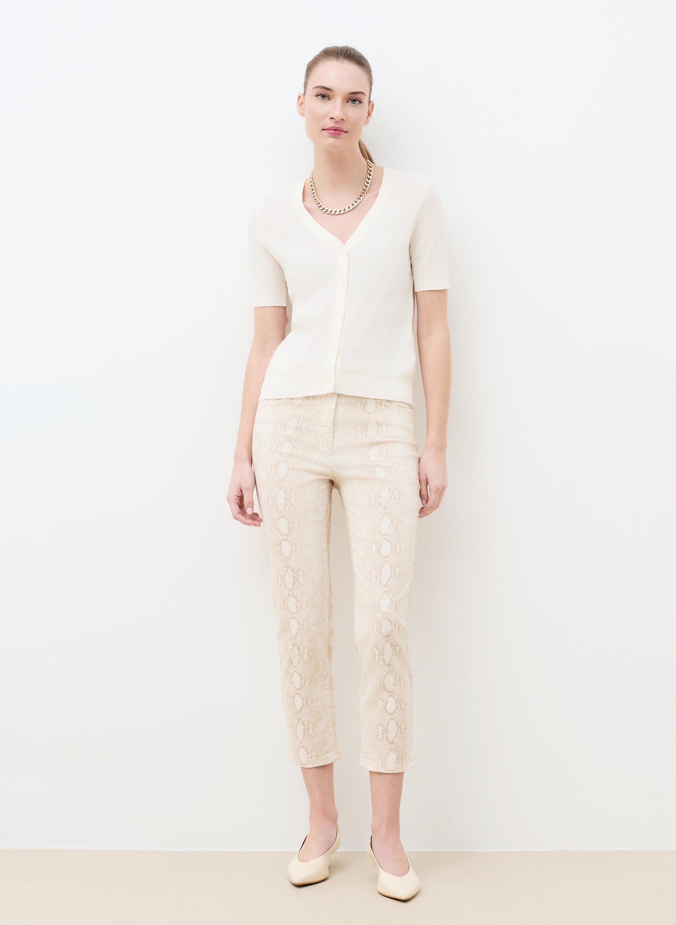 Gilet col V en coton mélangé CAROLL Beige