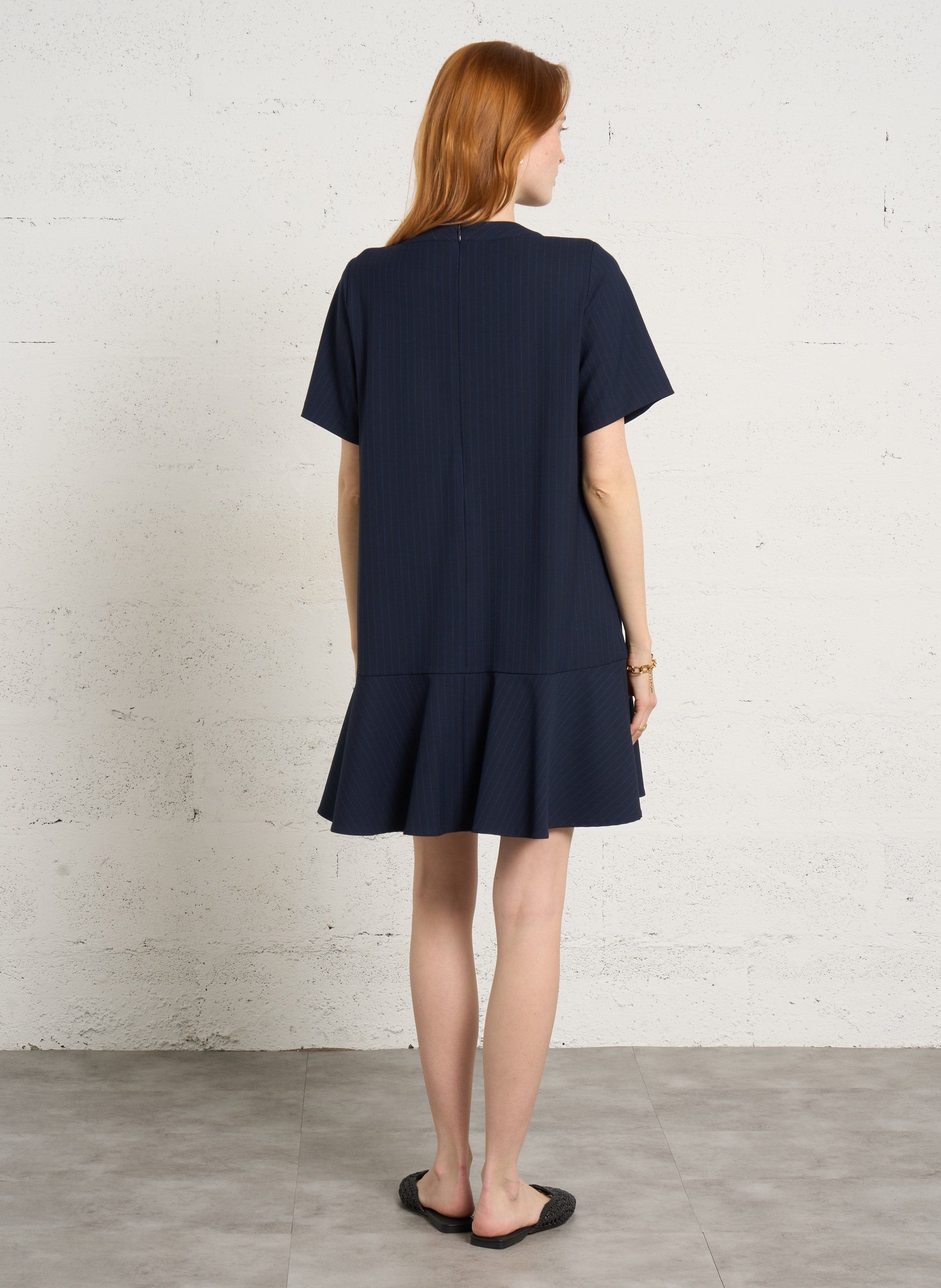 Robe courte col rond rayée SUD EXPRESS Bleu