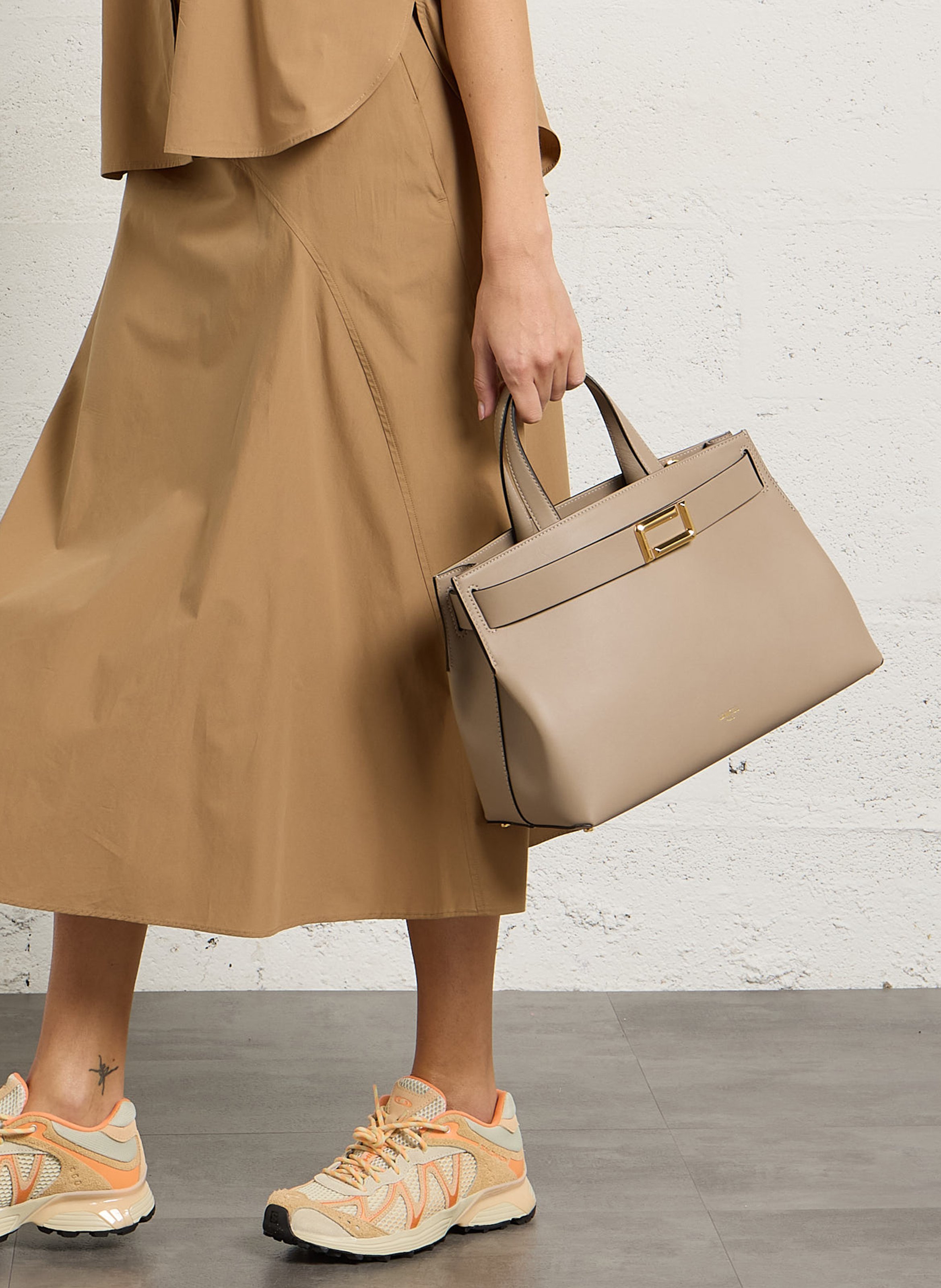 Grote leren shopper Quadrille LANCEL Beige