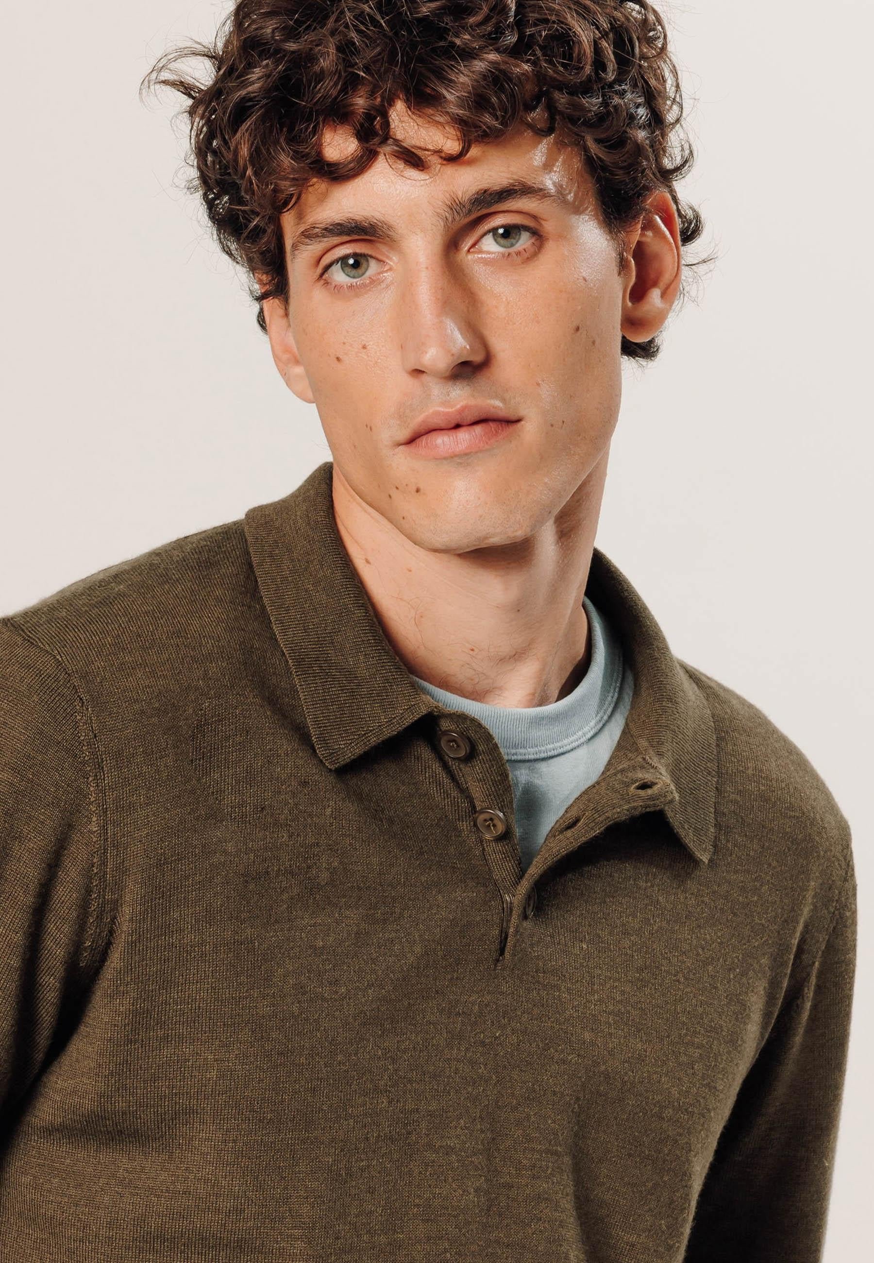 Polo en laine mérinos RODIER Marron