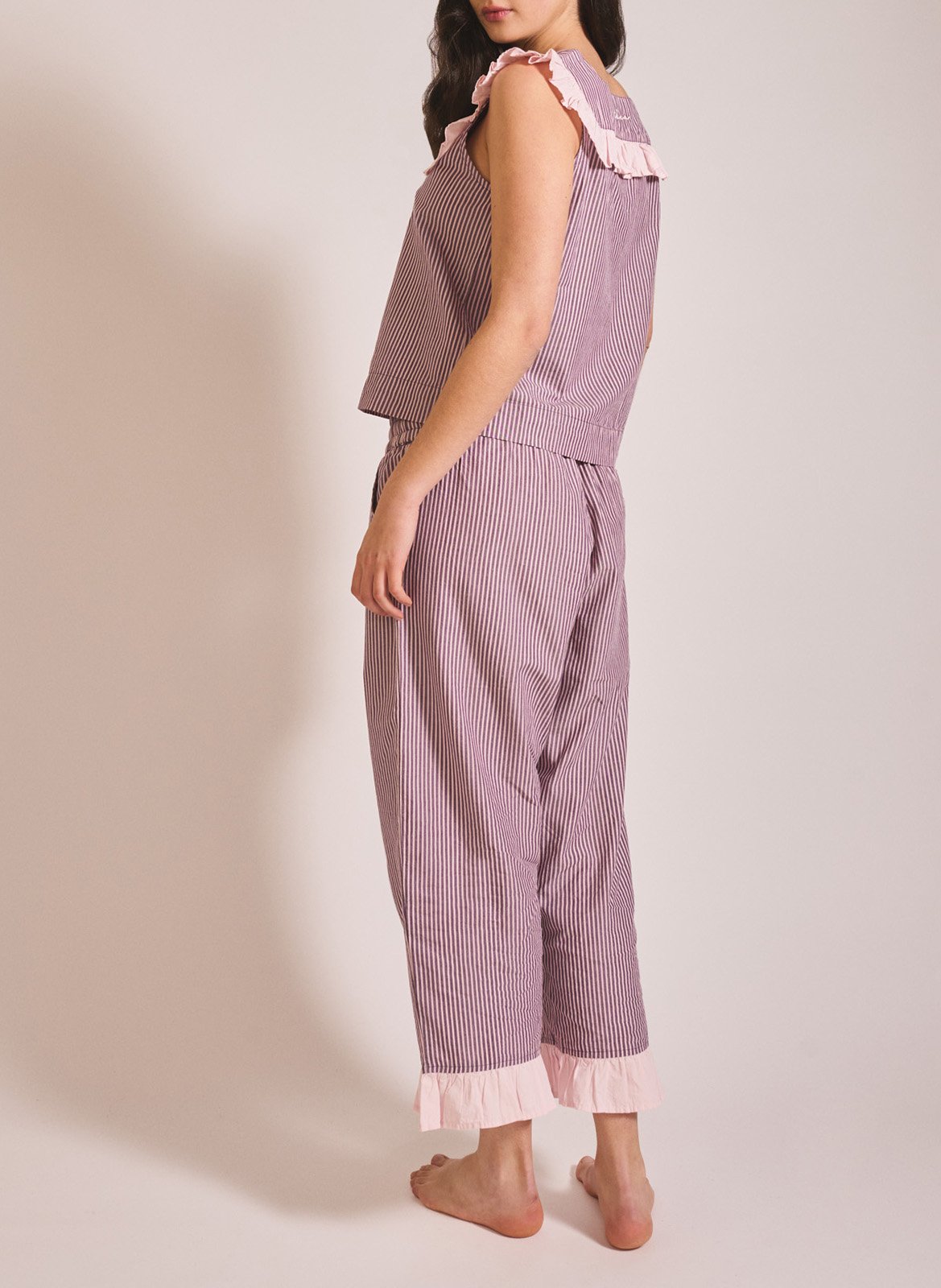 Pyjama-Set aus gestreifter Baumwolle TBCO Rot