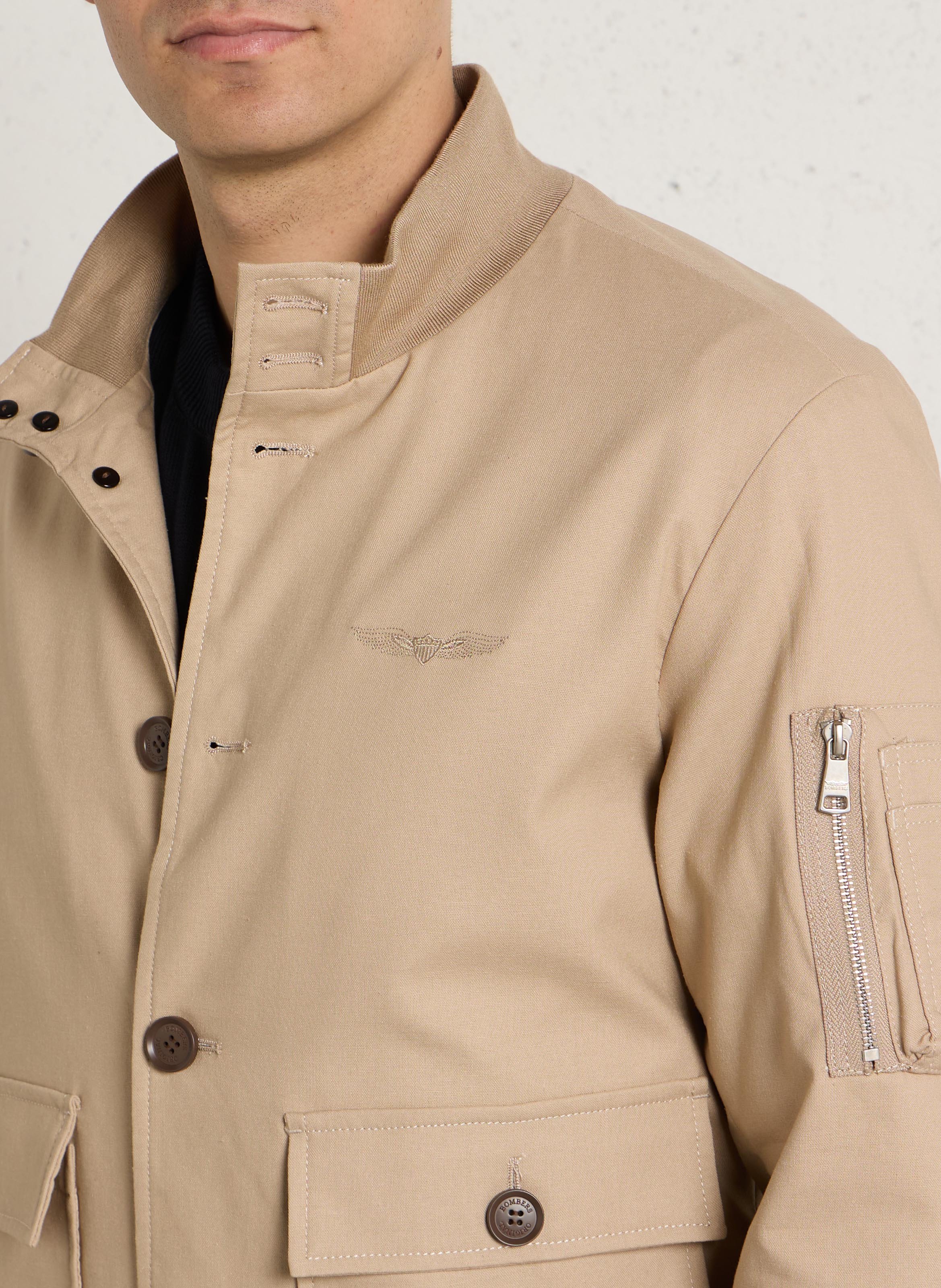 Veste droite col montant BOMBERS ORIGINAL Beige
