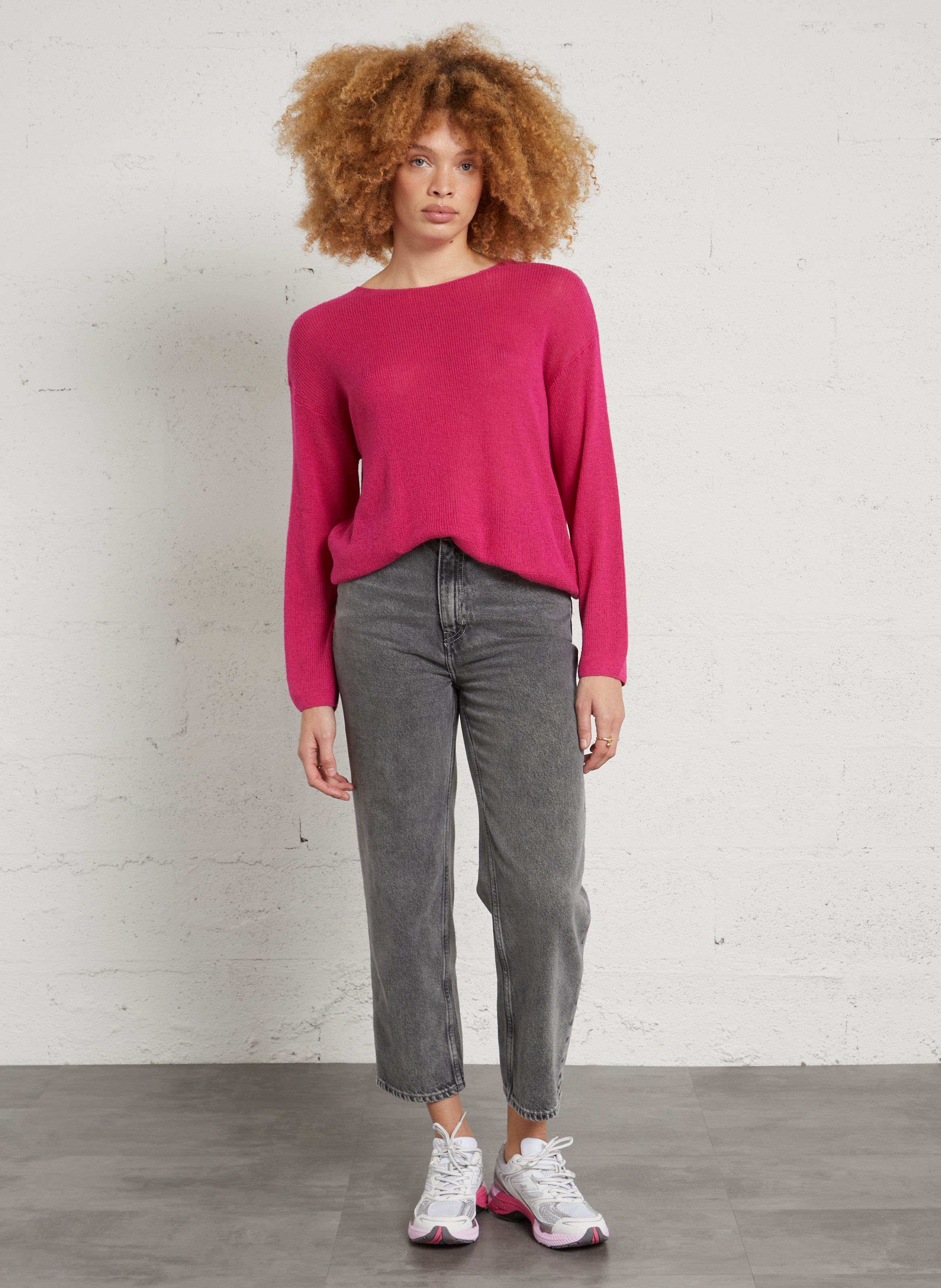 Pull oversize en coton et alpaga AMERICAN VINTAGE Rose