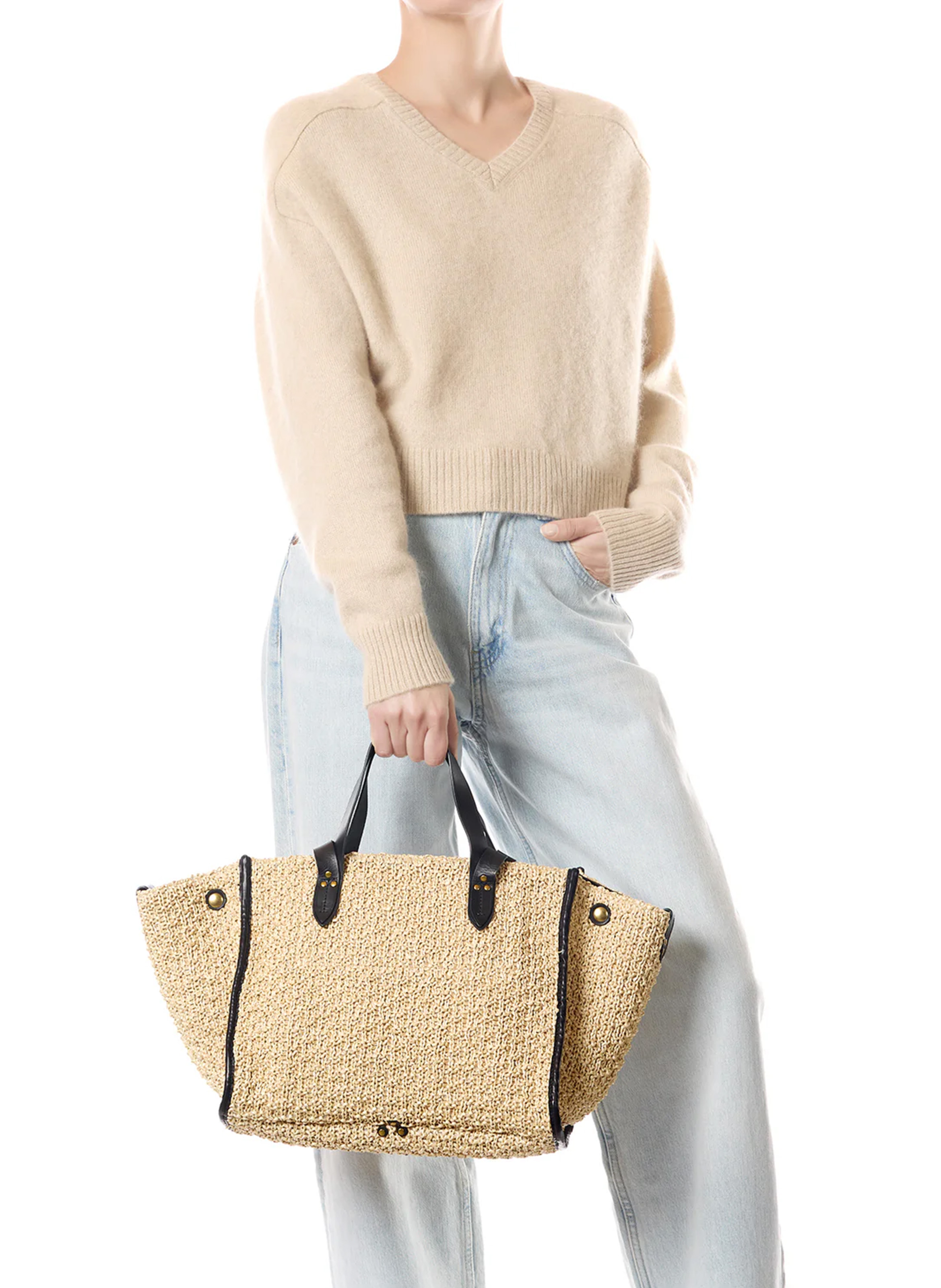 Bolso shopper de rafia JEROME DREYFUSS Beige