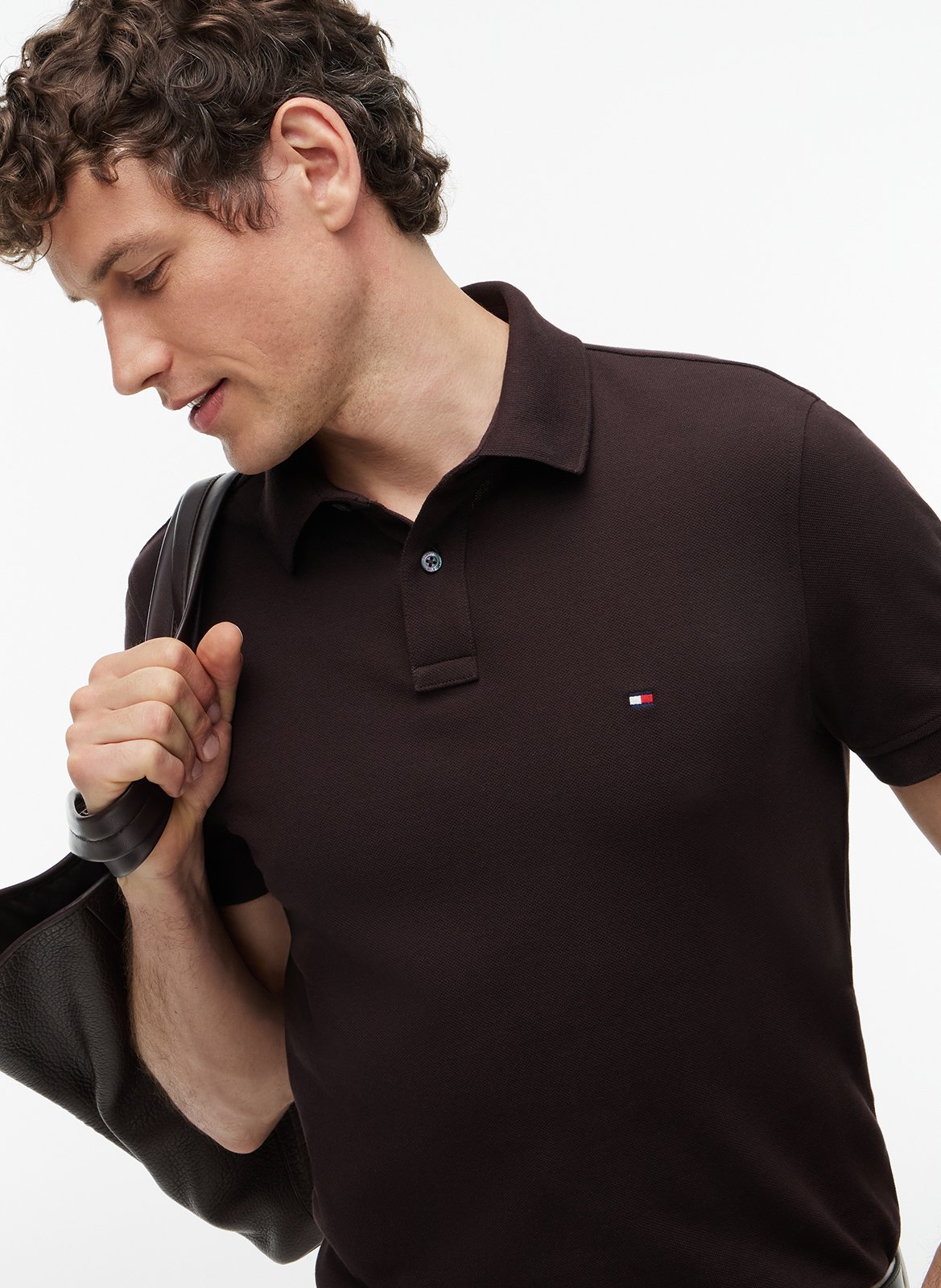 Regular-fit polo - biokatoenblend | Bruin TOMMY HILFIGER Heren