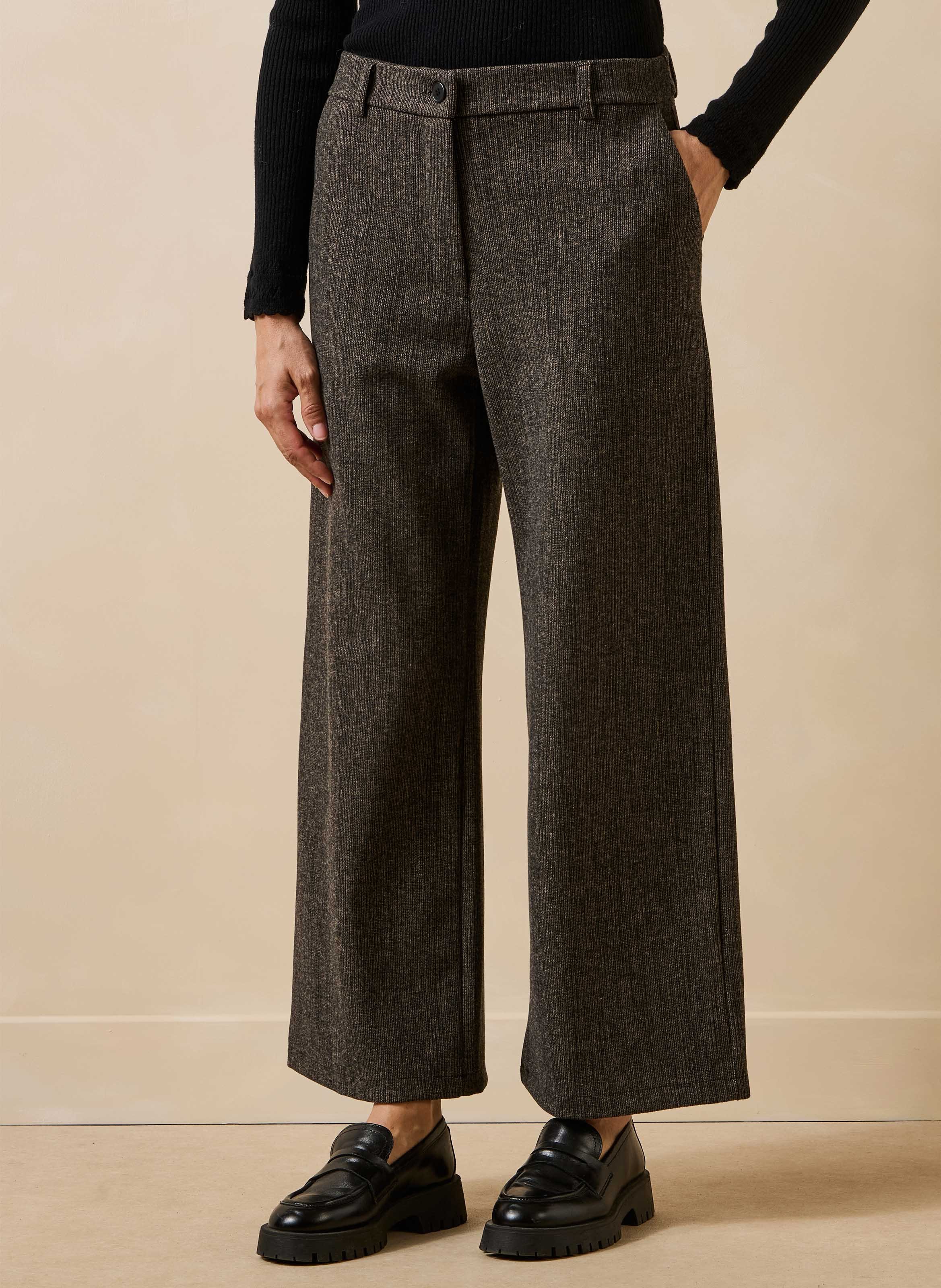Rechte 7/8e broek met fluwelen effect LA FEE MARABOUTEE Bruin