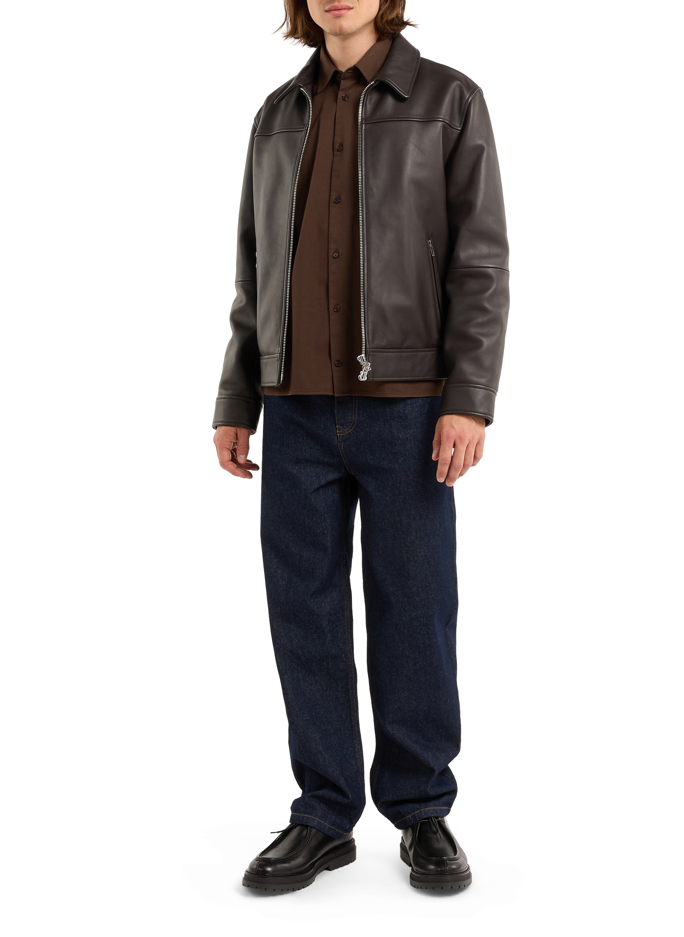 Blouson fool en cuir d'agneau SAISON 1865 Marron